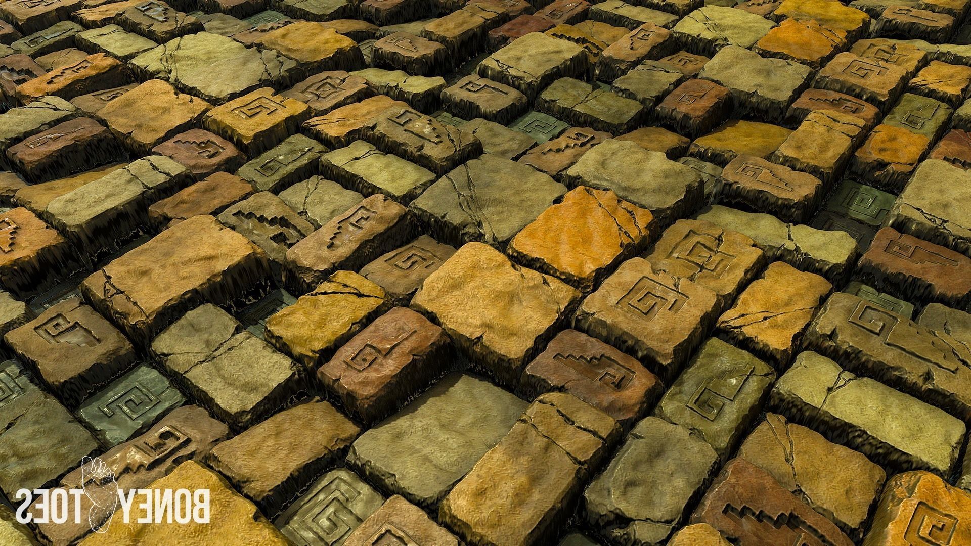 Aztec Stone Wall - Game Textures Low-poly 3D model_6