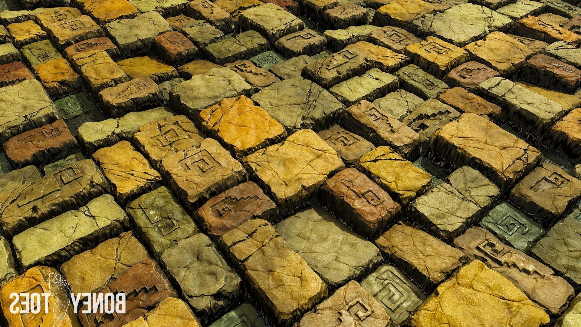 Aztec Stone Wall - Game Textures Low-poly 3D model_7