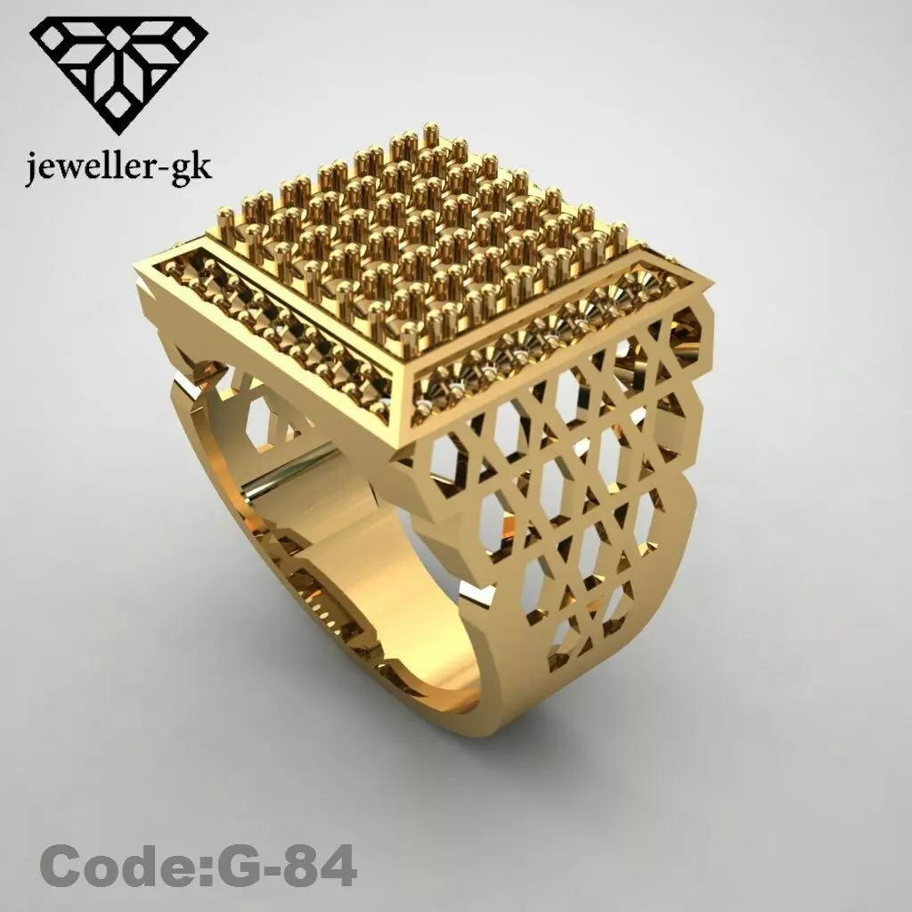 ring man gold with dimond 3D print model_0