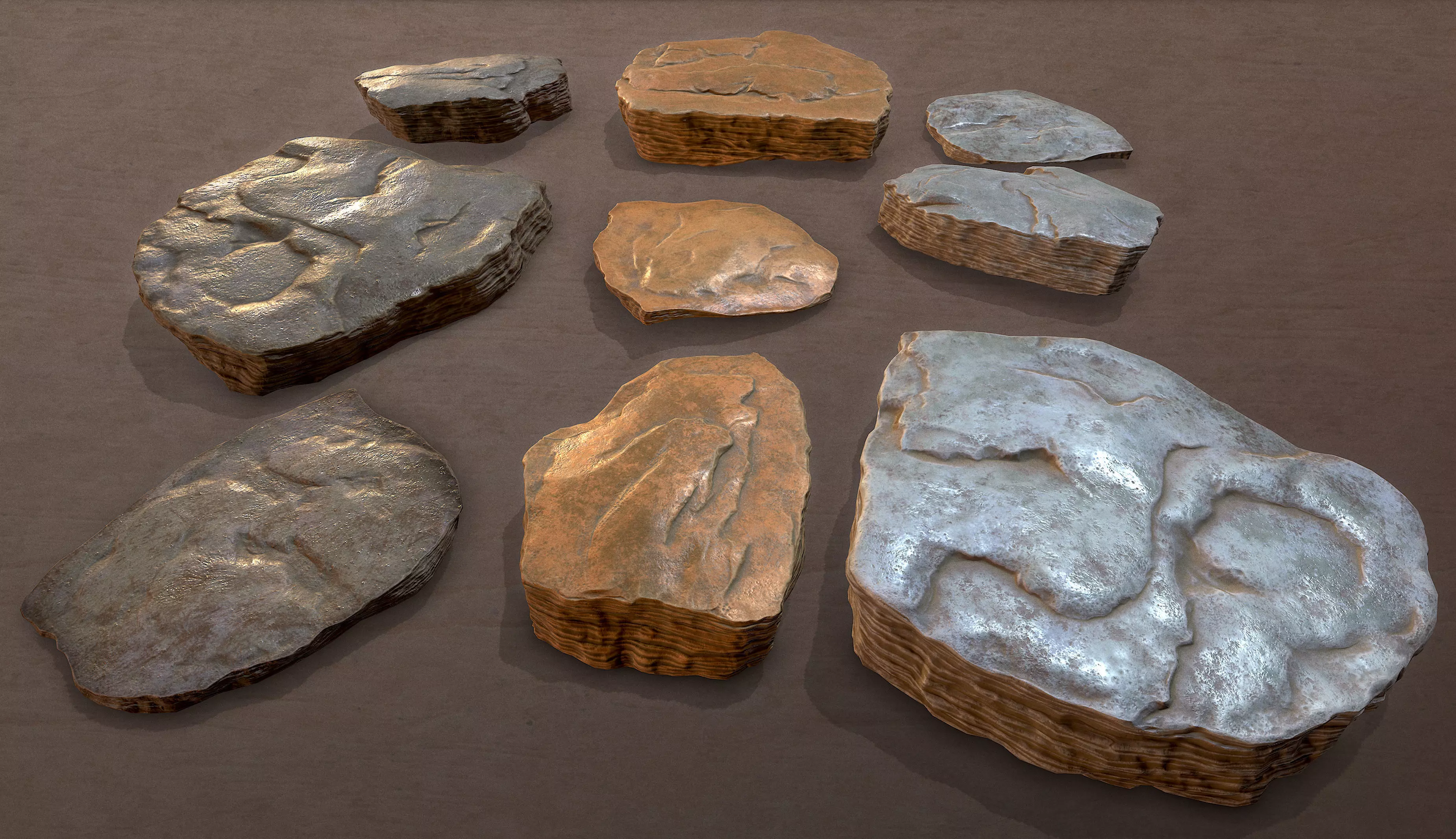 3D Shale Rock Plates - Game Ready Low-poly 3D model_0