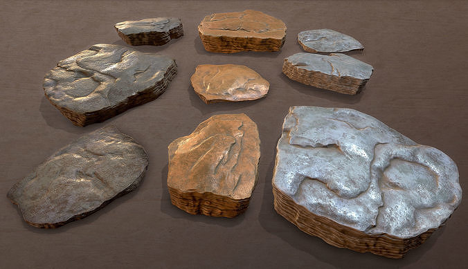 3D Shale Rock Plates - Game Ready Low-poly 3D model