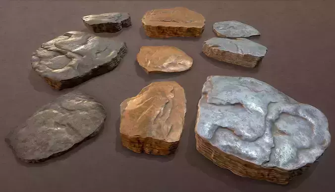 3D Shale Rock Plates - Game Ready Low-poly 3D model