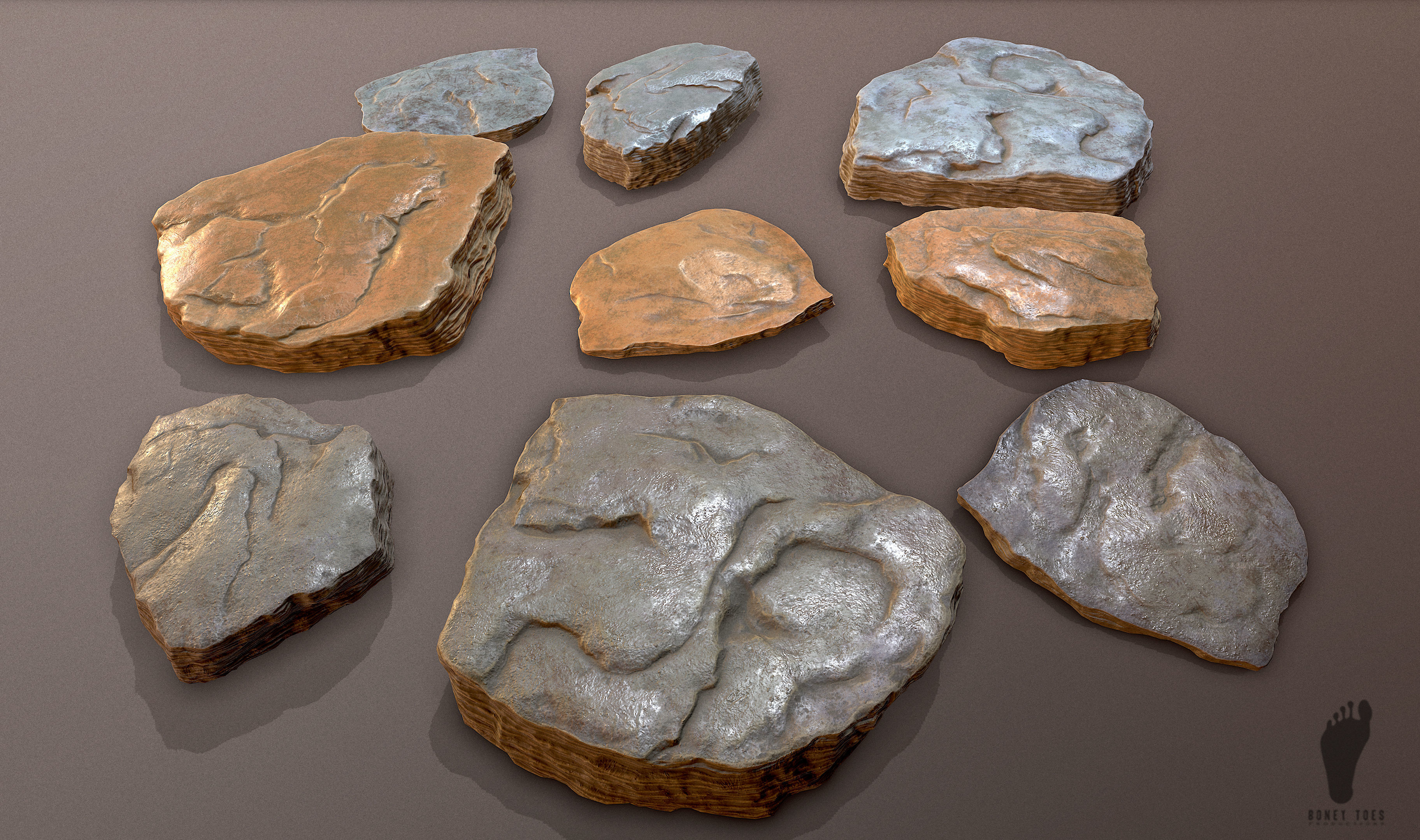 3D Shale Rock Plates - Game Ready Low-poly 3D model_2
