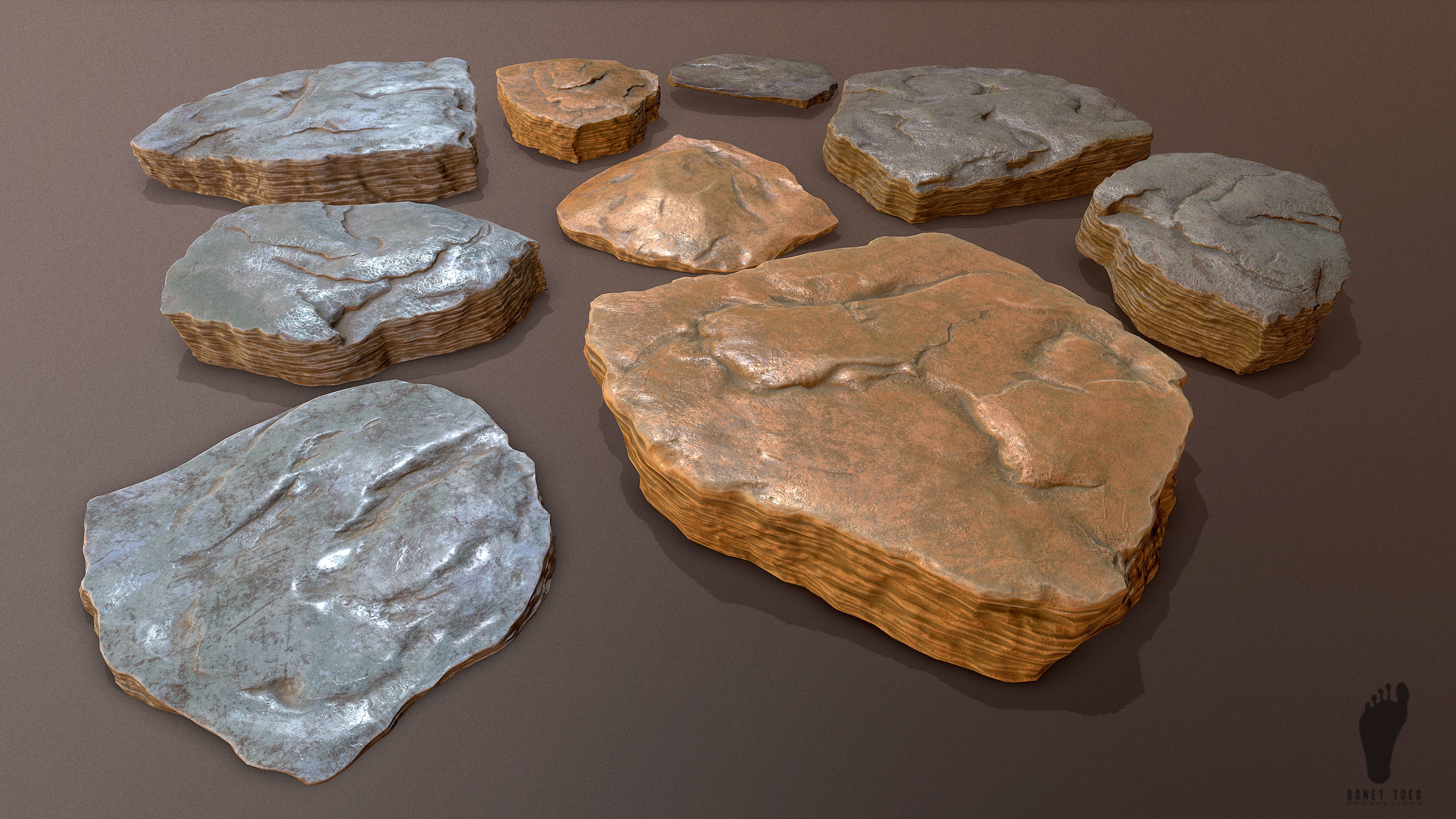 3D Shale Rock Plates - Game Ready Low-poly 3D model_4