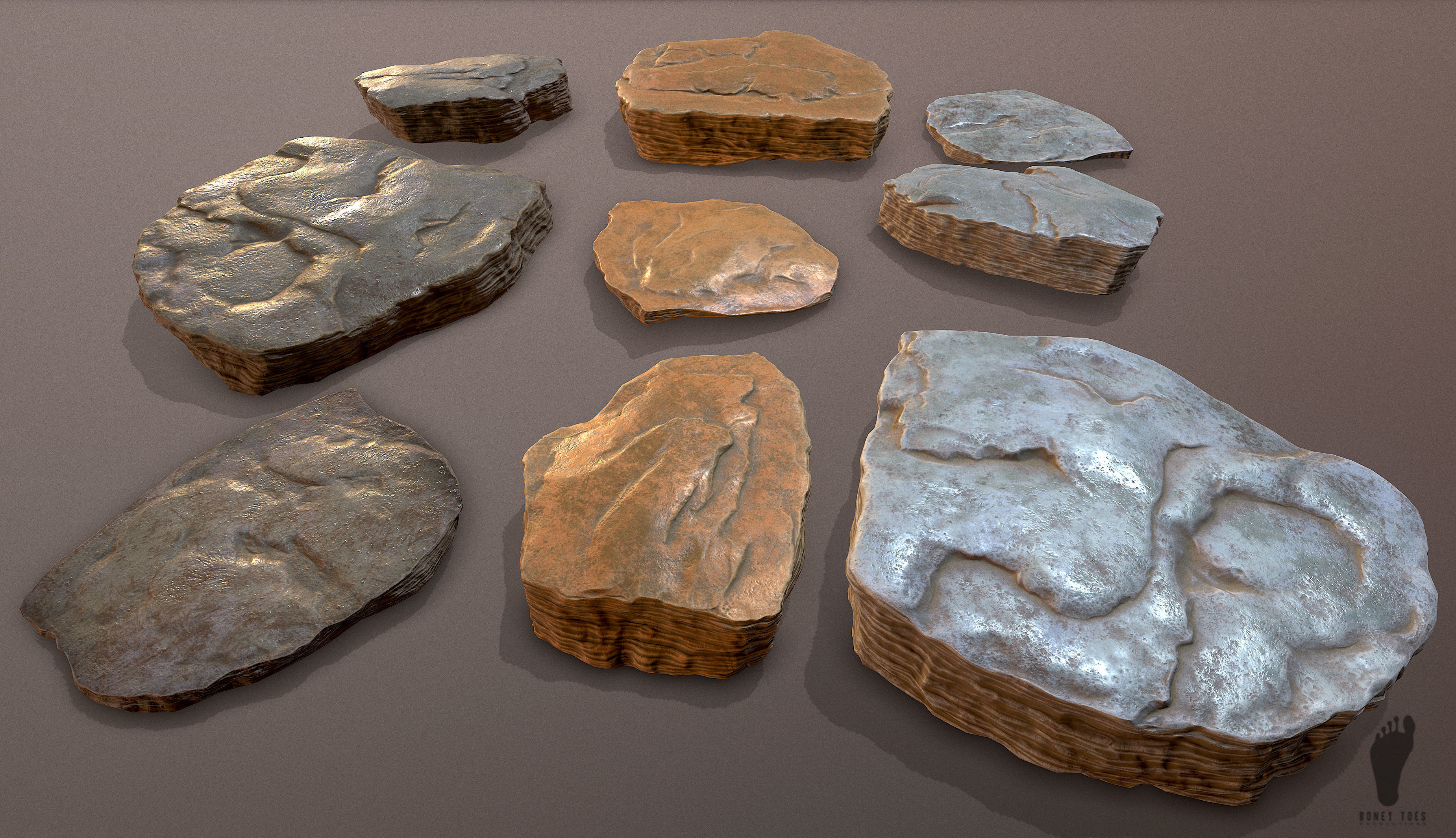 3D Shale Rock Plates - Game Ready Low-poly 3D model_6