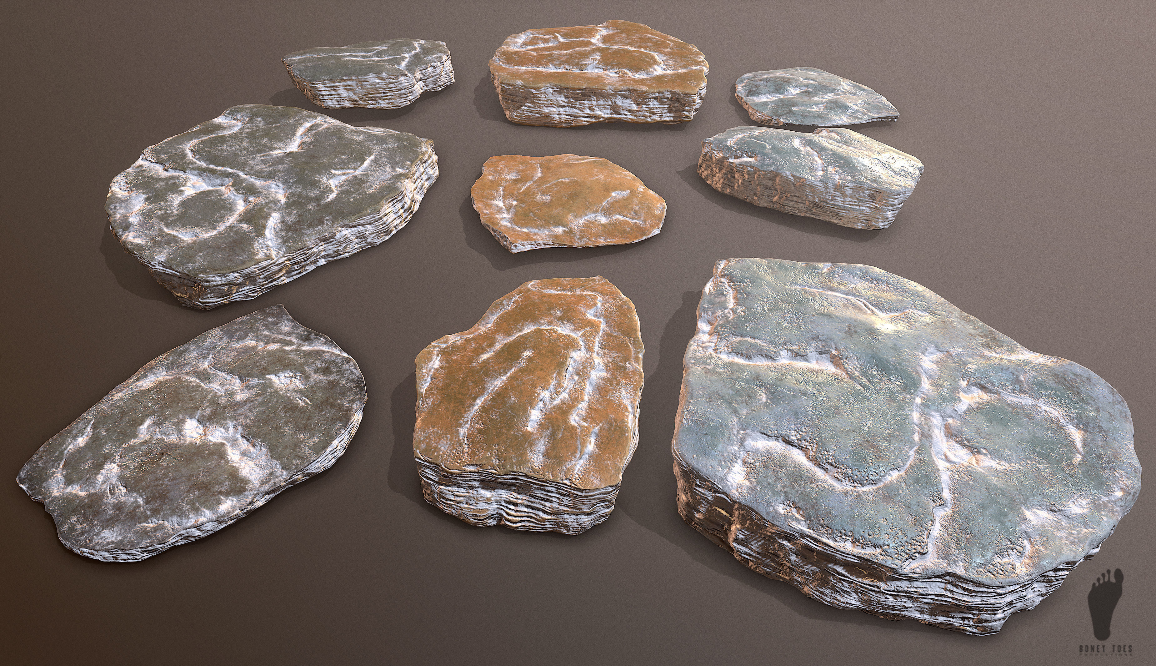 3D Shale Rock Plates - Game Ready Low-poly 3D model_5