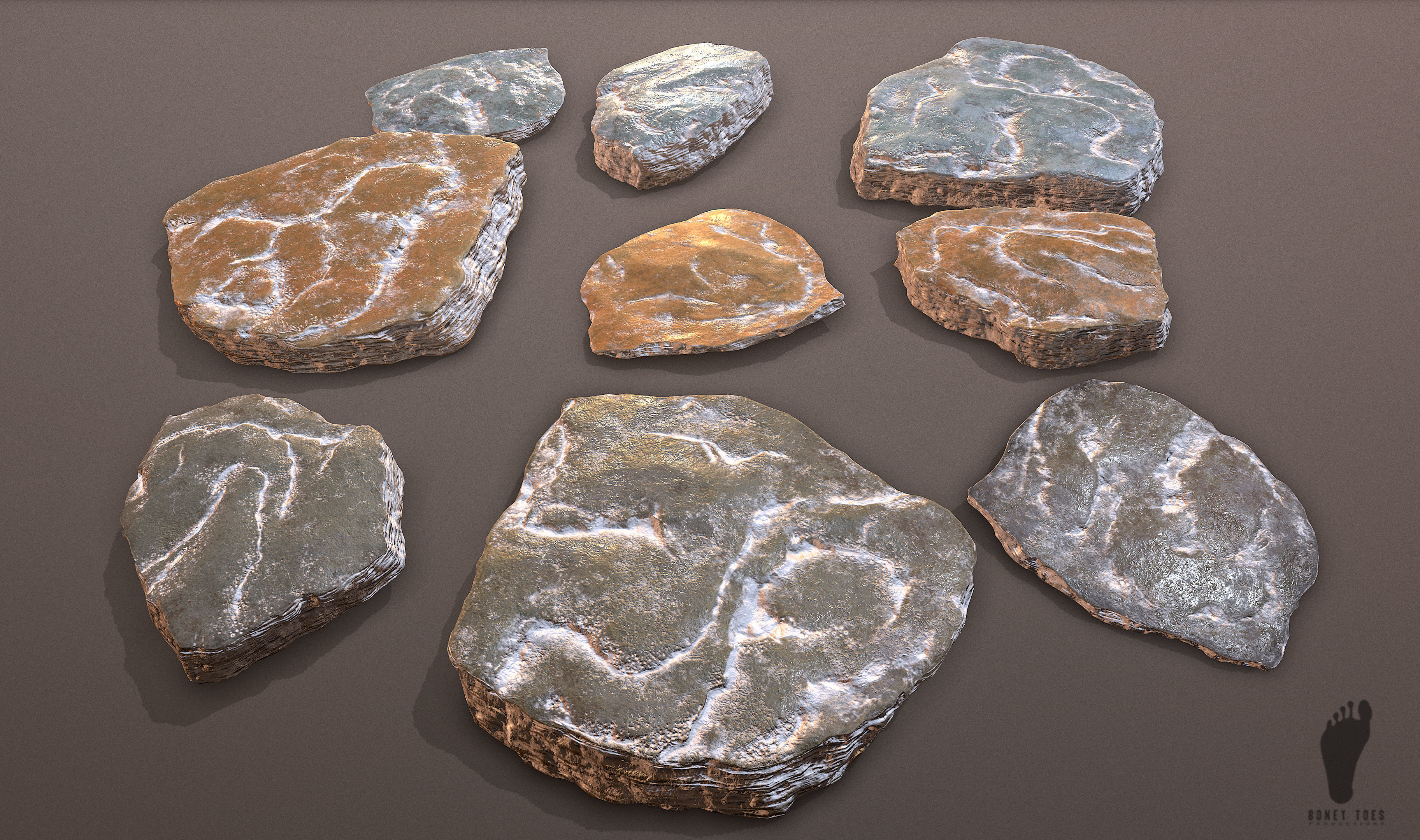 3D Shale Rock Plates - Game Ready Low-poly 3D model_1