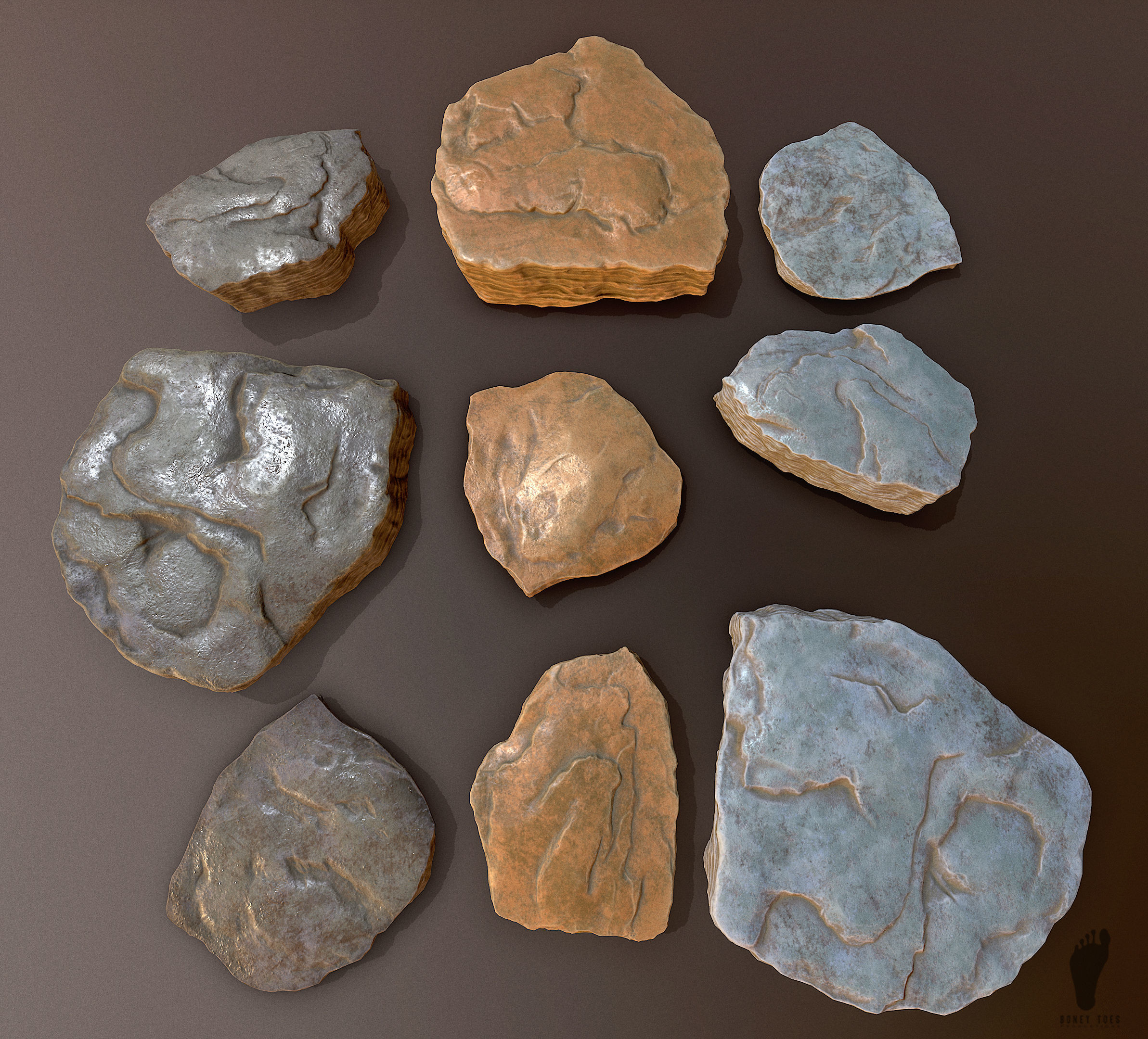 3D Shale Rock Plates - Game Ready Low-poly 3D model_8