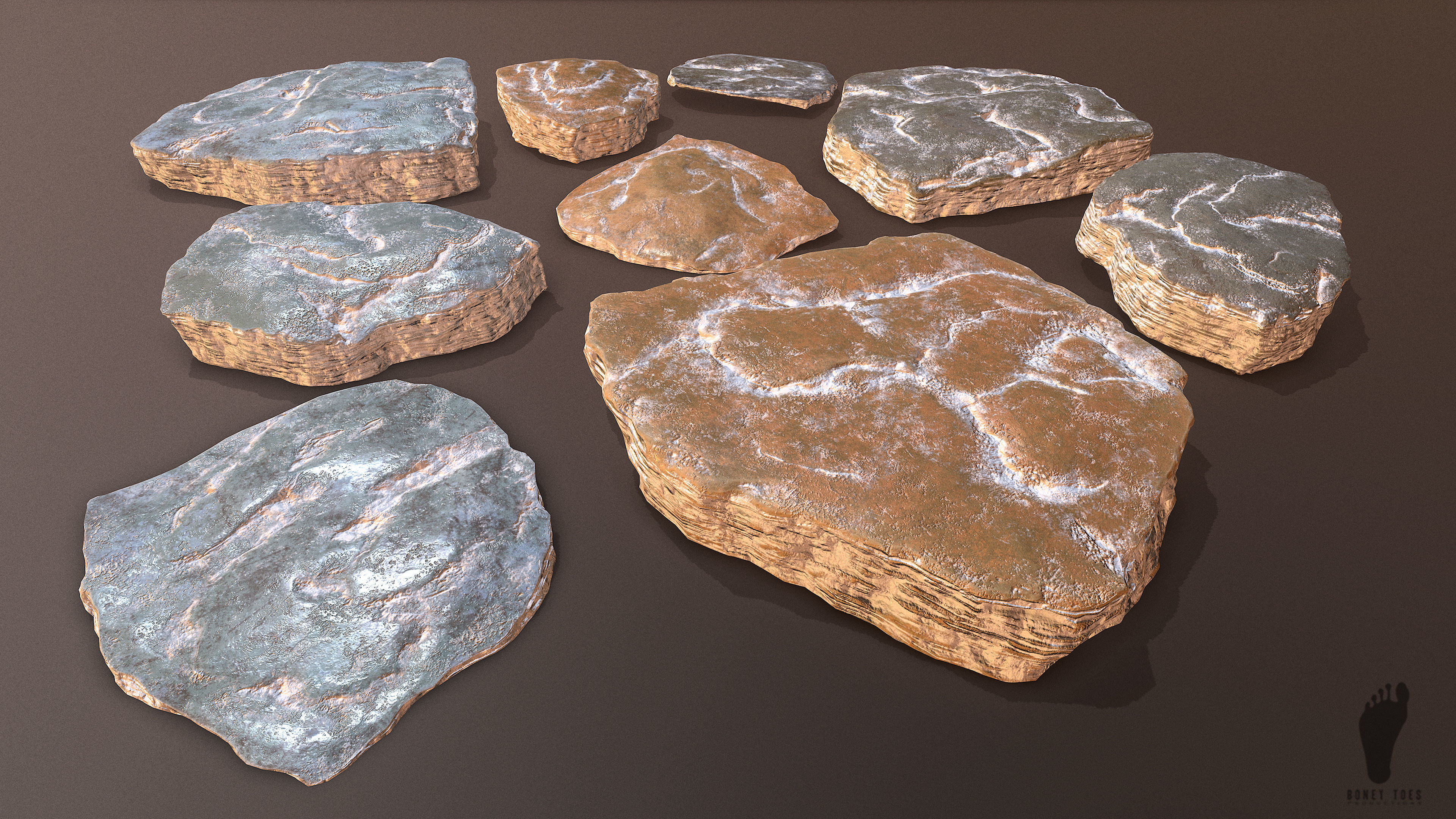 3D Shale Rock Plates - Game Ready Low-poly 3D model_3