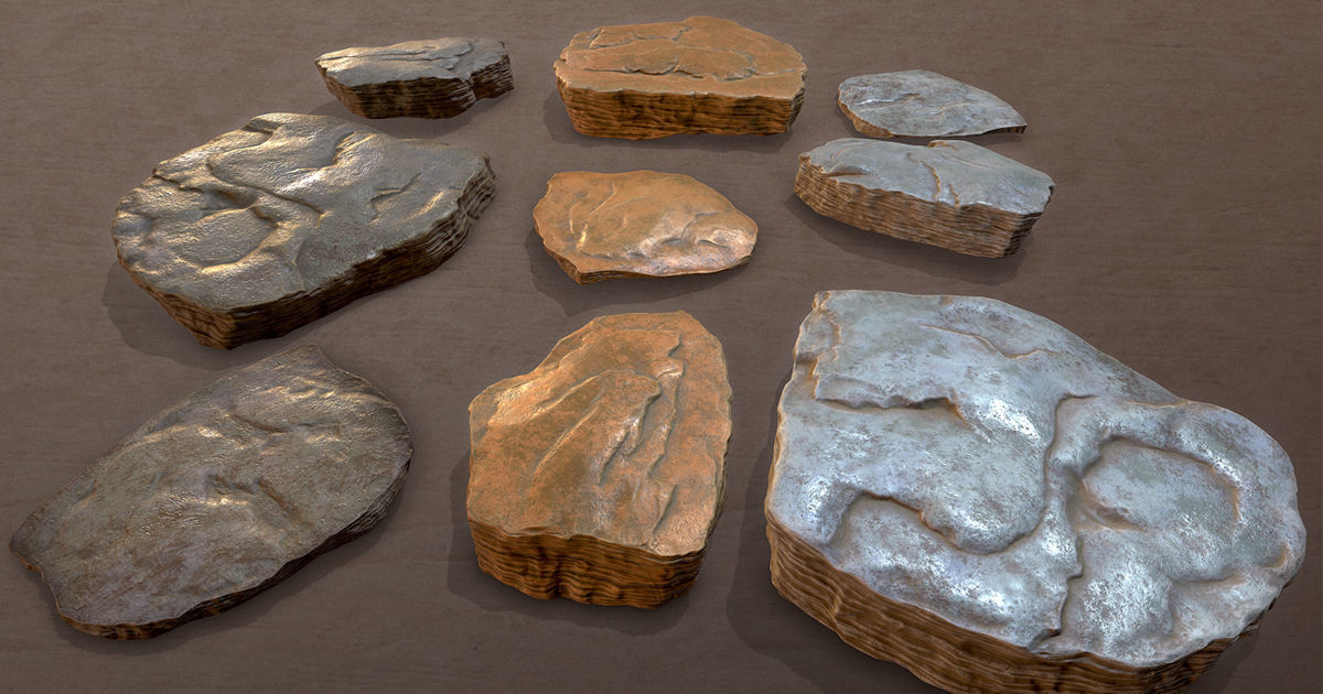 3D Shale Rock Plates - Game Ready Low-poly 3D model_10