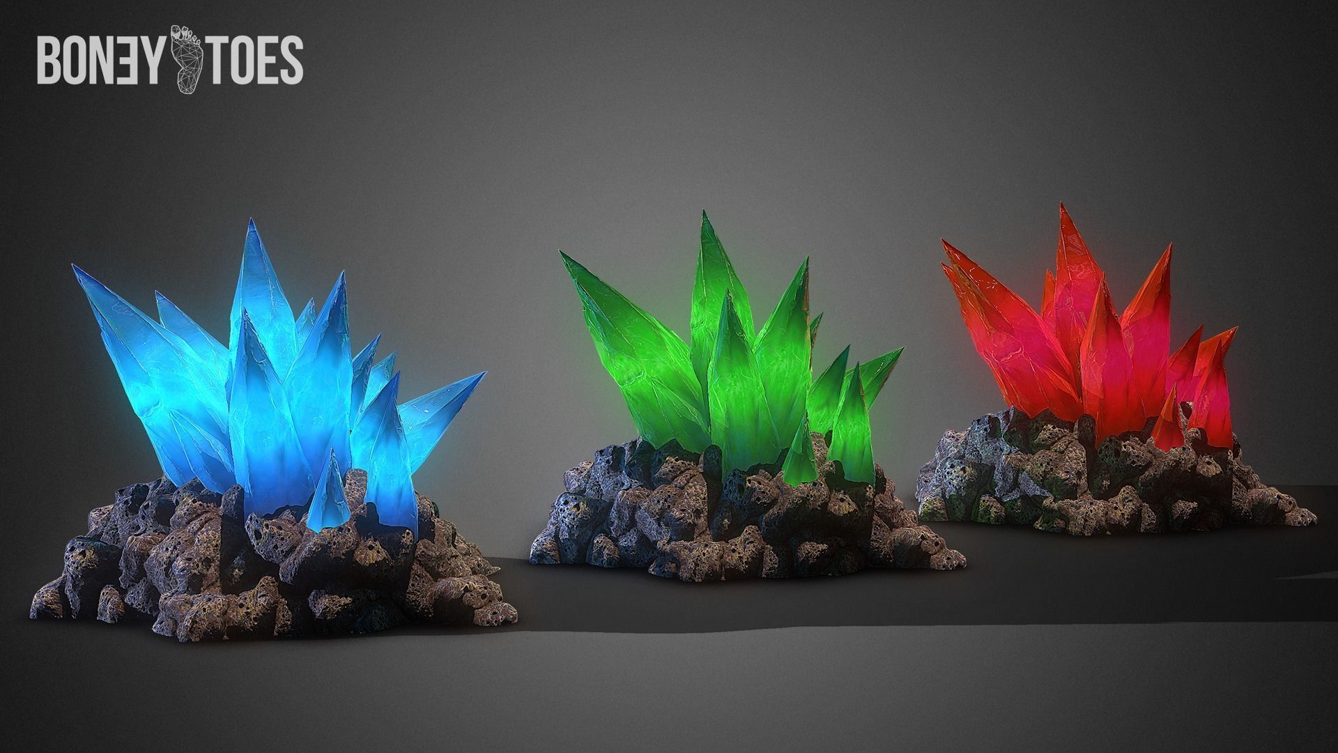 3D Cave Crystal Gemstones - Game Ready Low-poly 3D model_6