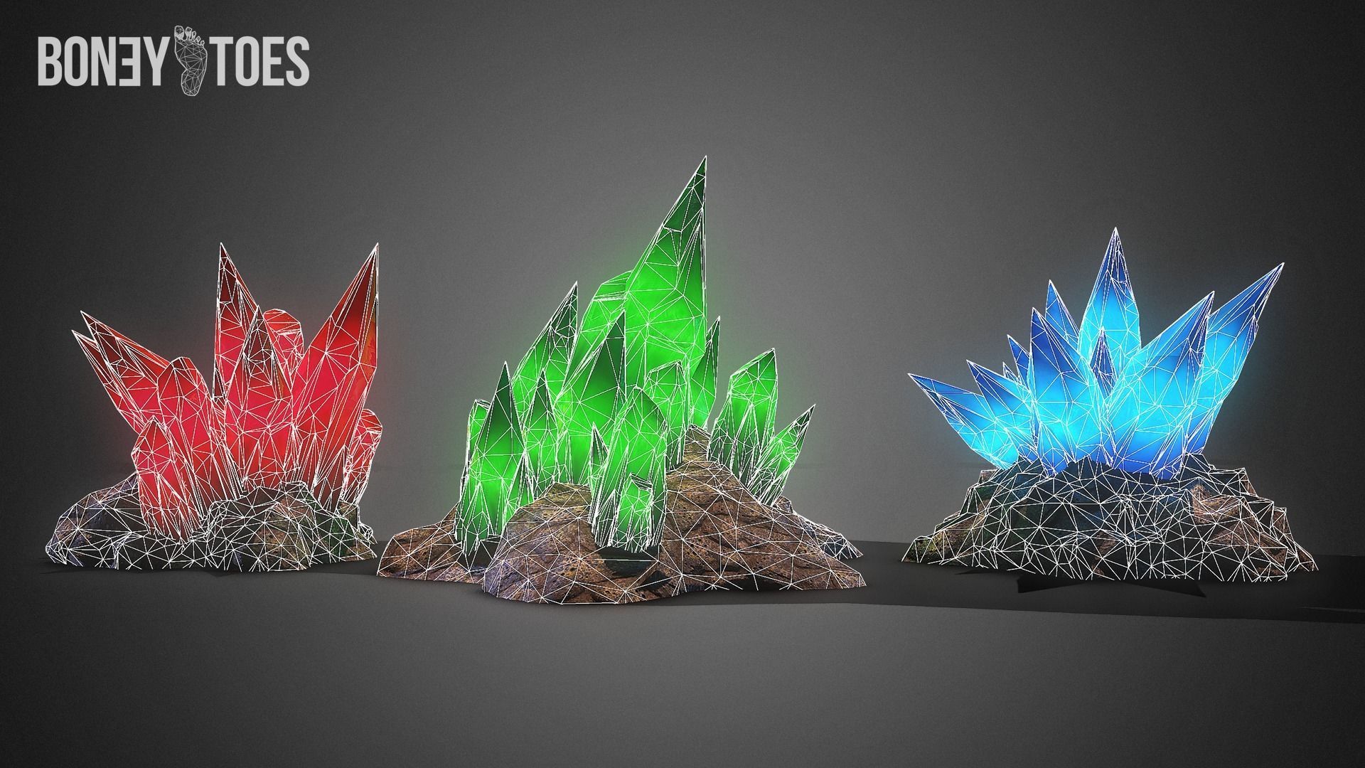 3D Cave Crystal Gemstones - Game Ready Low-poly 3D model_8