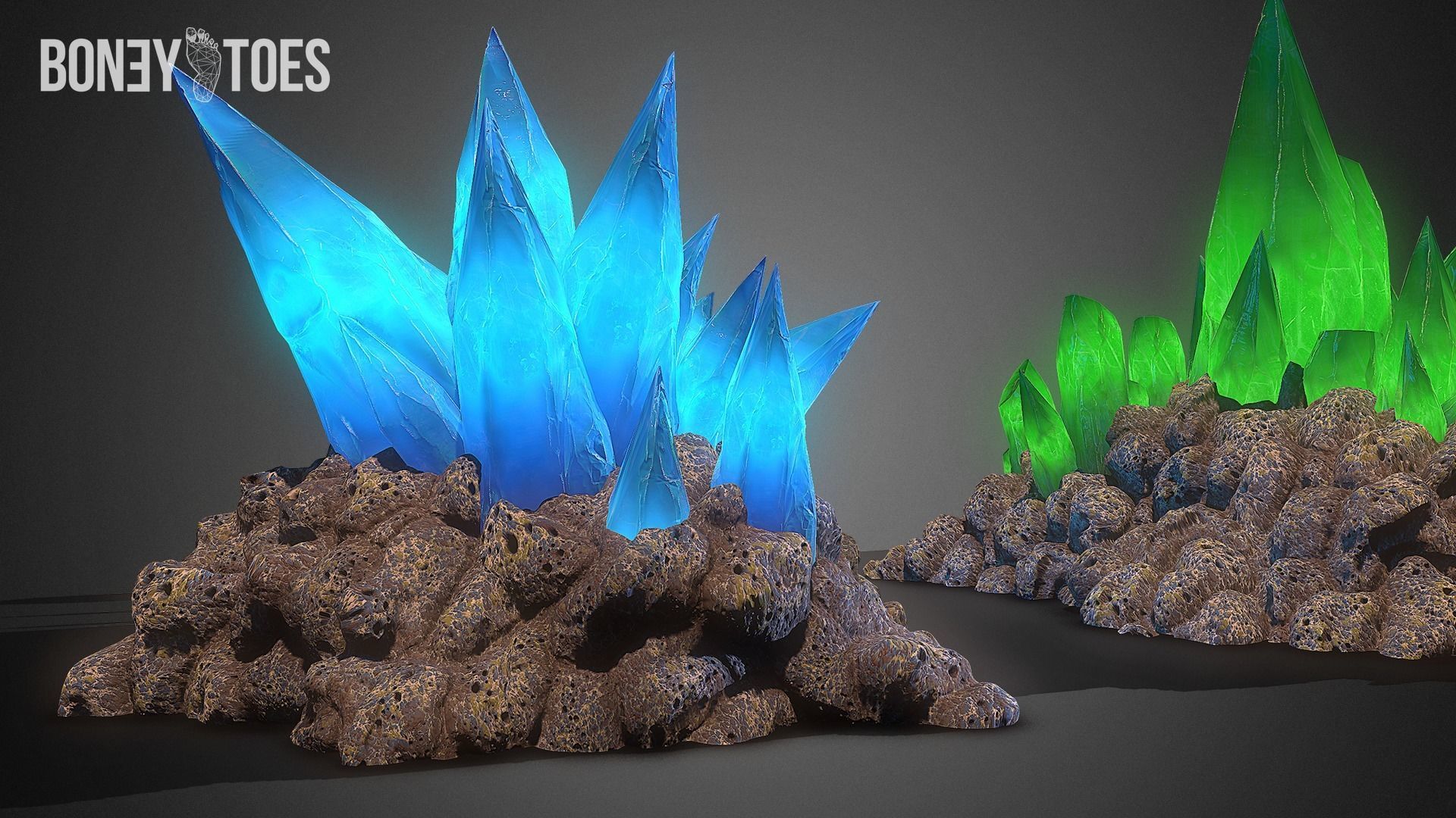3D Cave Crystal Gemstones - Game Ready Low-poly 3D model_9