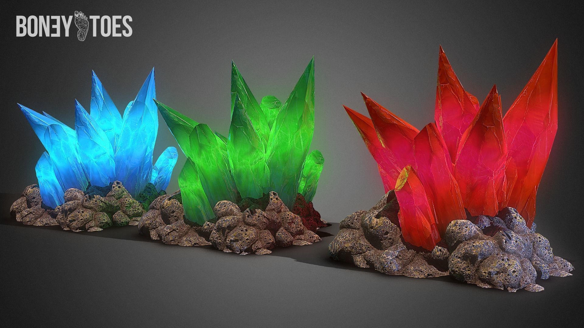 3D Cave Crystal Gemstones - Game Ready Low-poly 3D model_4