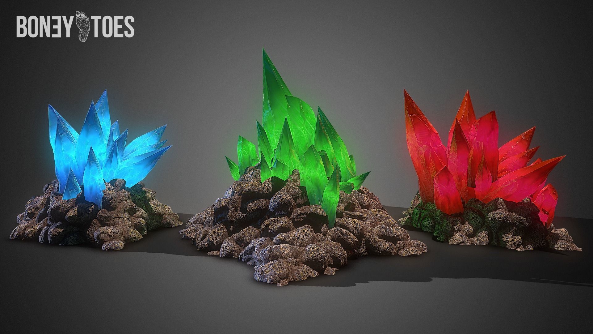 3D Cave Crystal Gemstones - Game Ready Low-poly 3D model_2