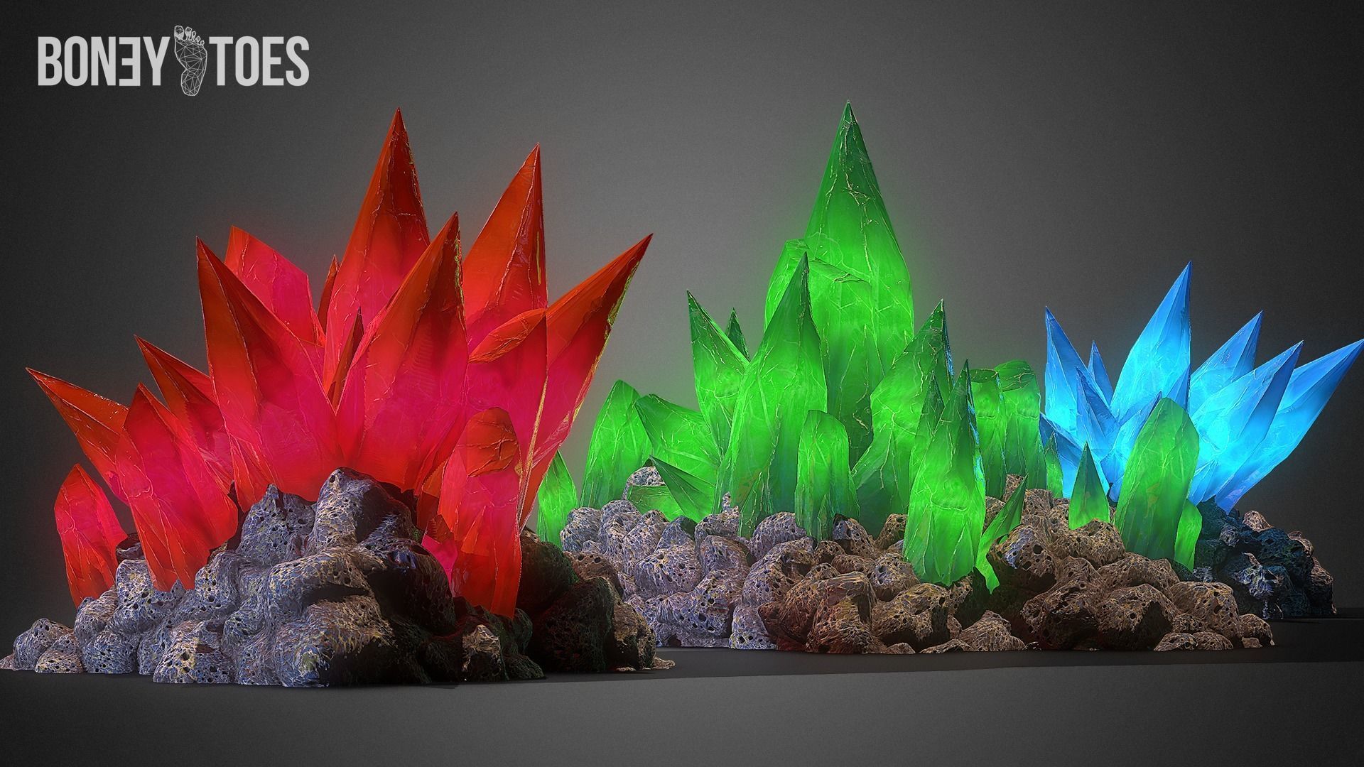 3D Cave Crystal Gemstones - Game Ready Low-poly 3D model_3