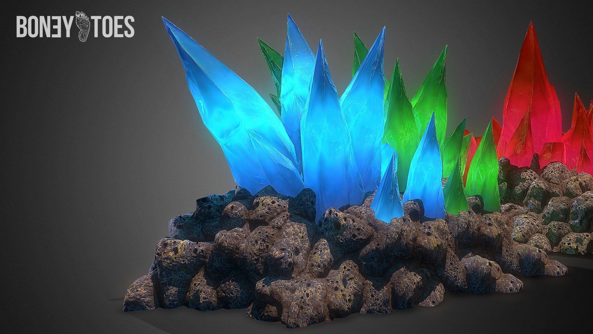 3D Cave Crystal Gemstones - Game Ready Low-poly 3D model_1
