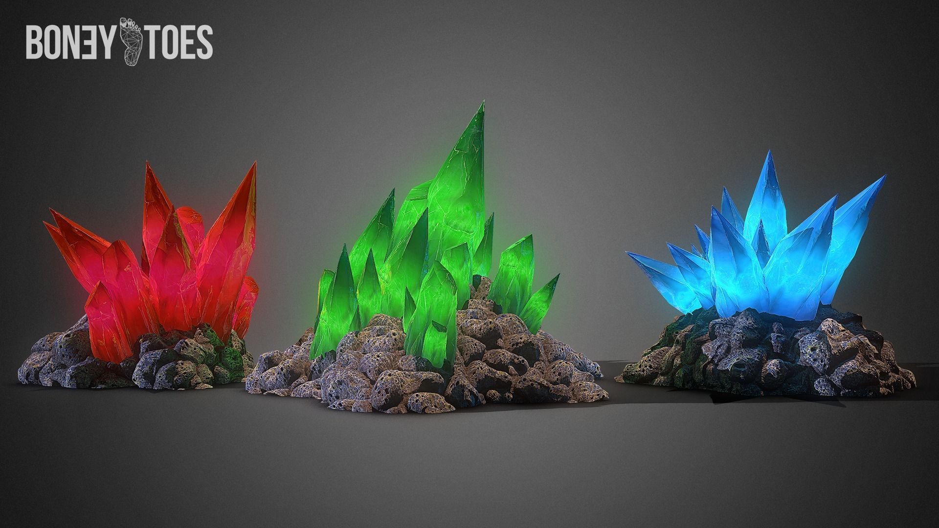 3D Cave Crystal Gemstones - Game Ready Low-poly 3D model_7