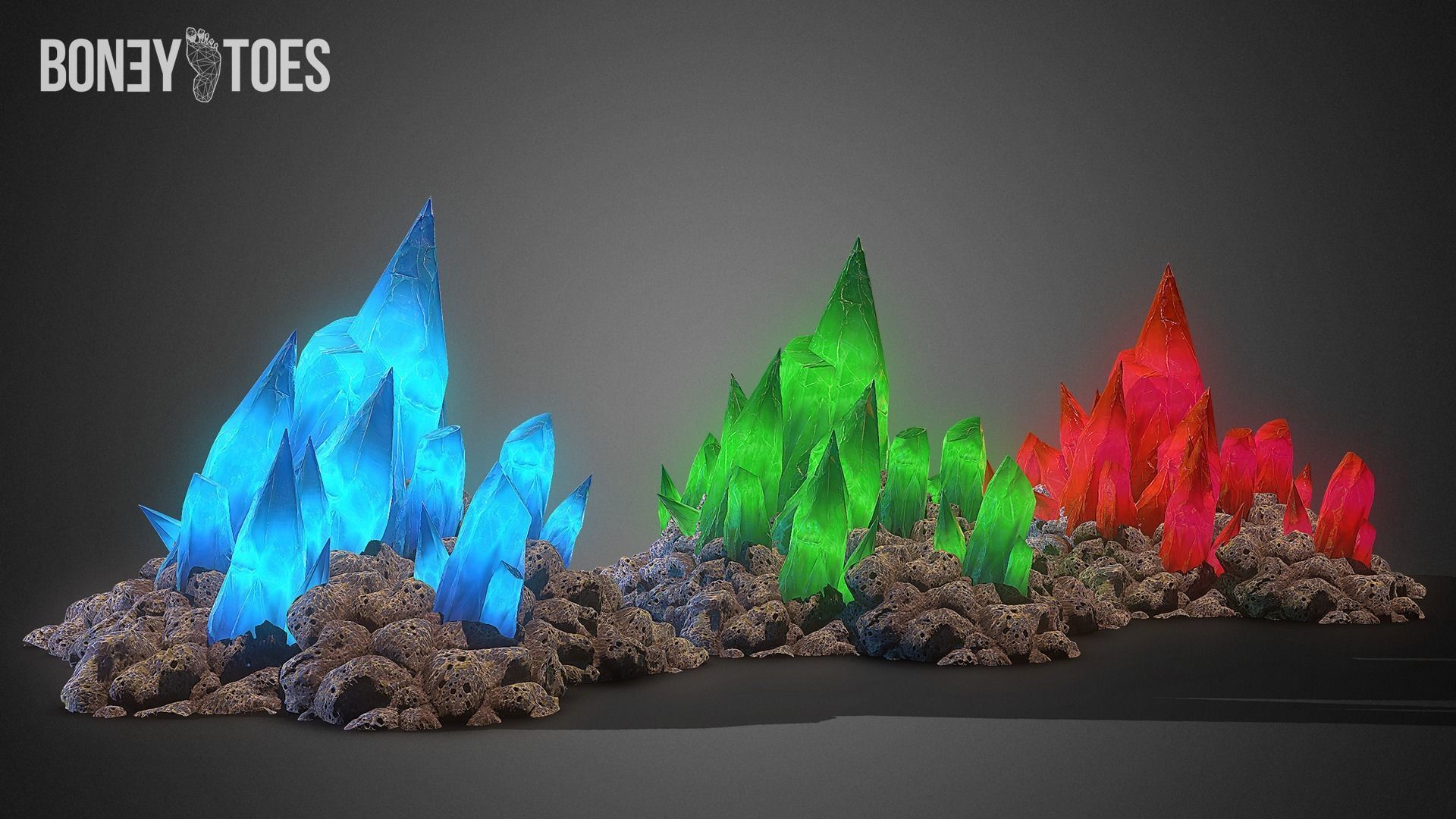 3D Cave Crystal Gemstones - Game Ready Low-poly 3D model_5
