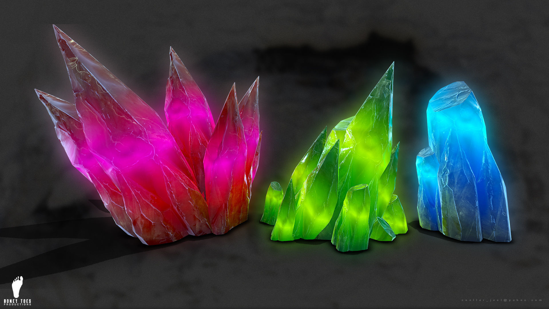 3D GLOWING CRYSTAL STONES Game Ready Low-poly 3D model_7