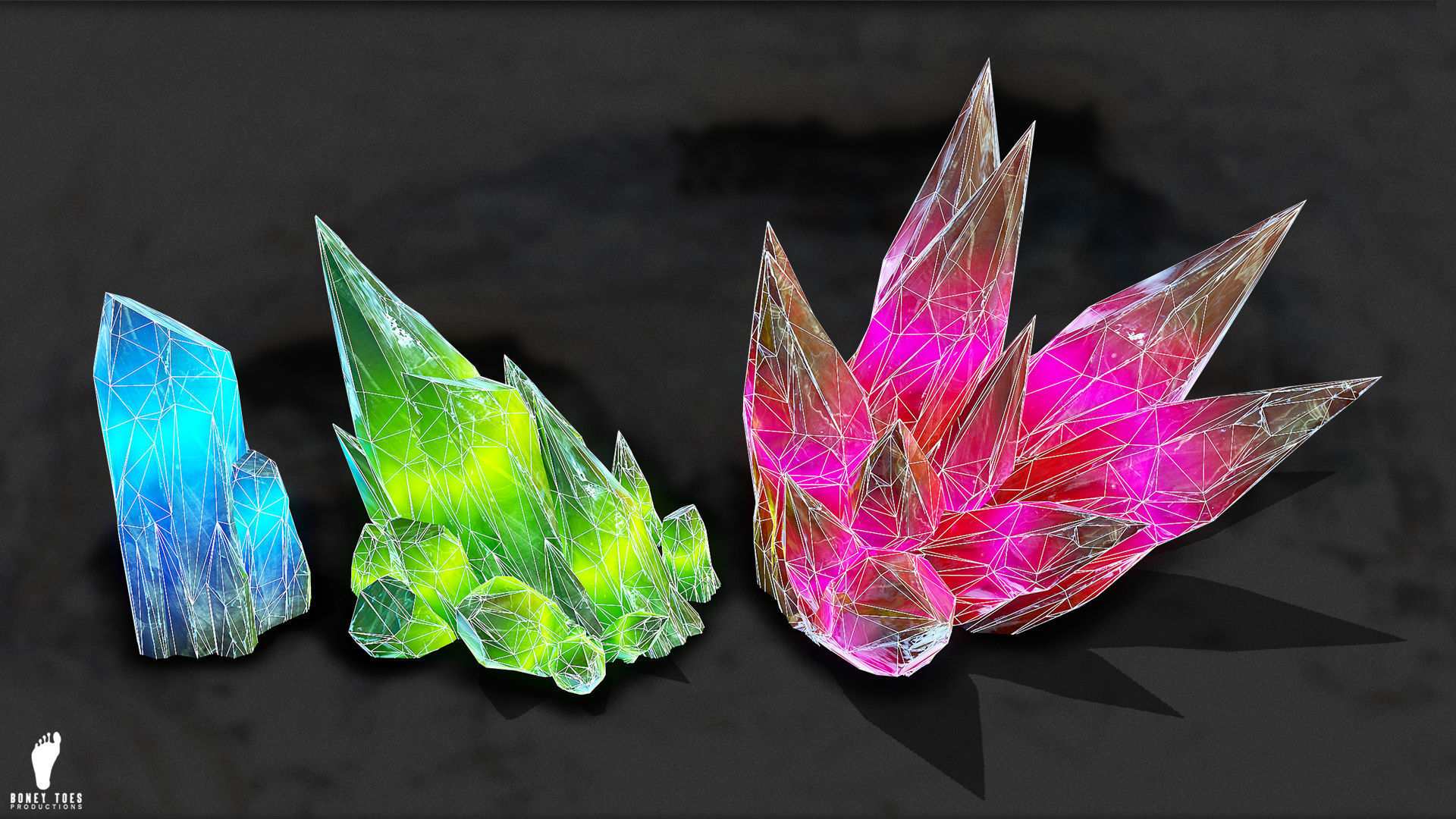 3D GLOWING CRYSTAL STONES Game Ready Low-poly 3D model_8