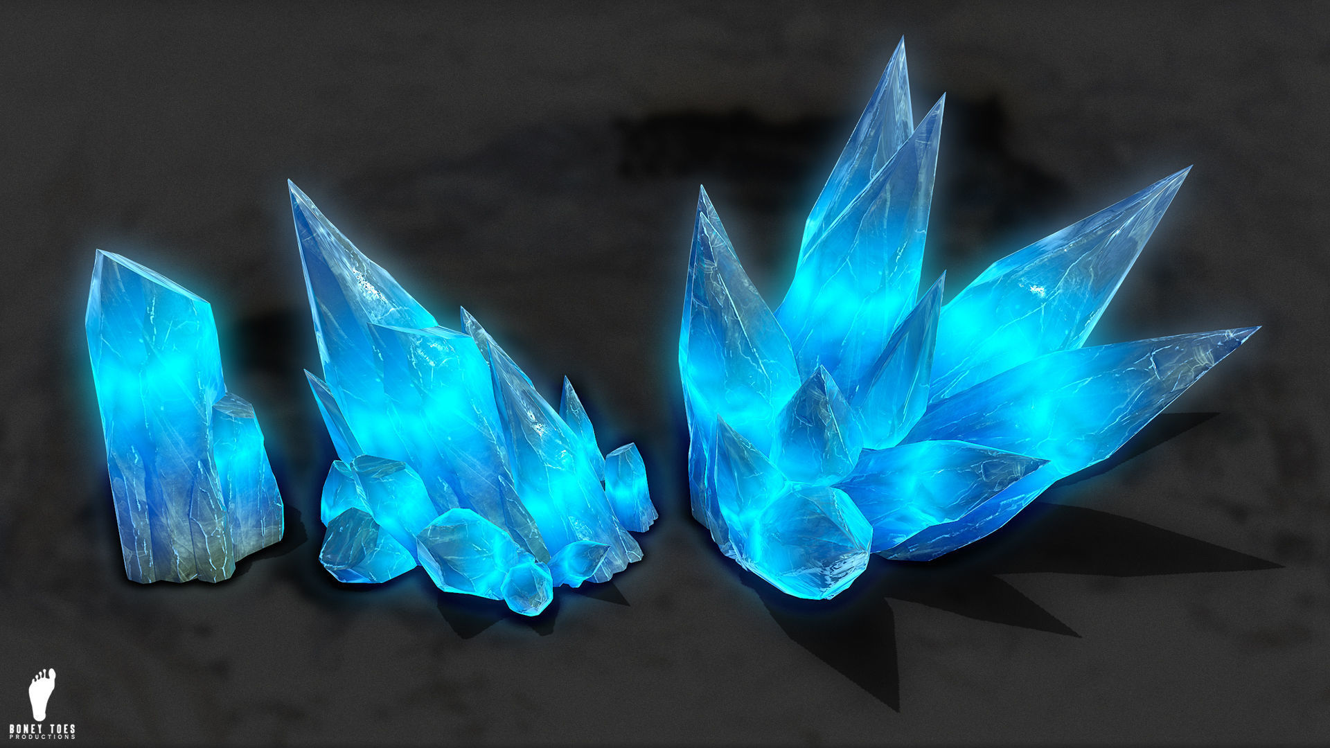 3D GLOWING CRYSTAL STONES Game Ready Low-poly 3D model_4