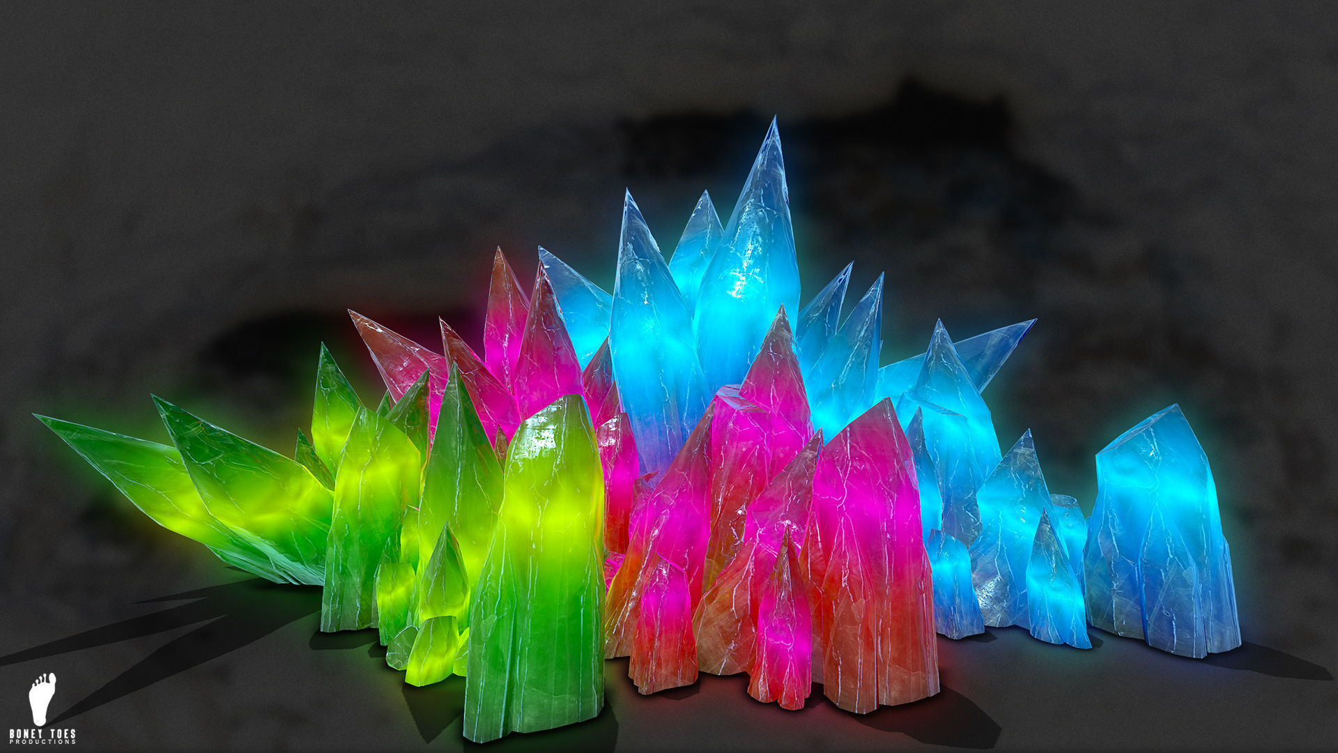 3D GLOWING CRYSTAL STONES Game Ready Low-poly 3D model_9