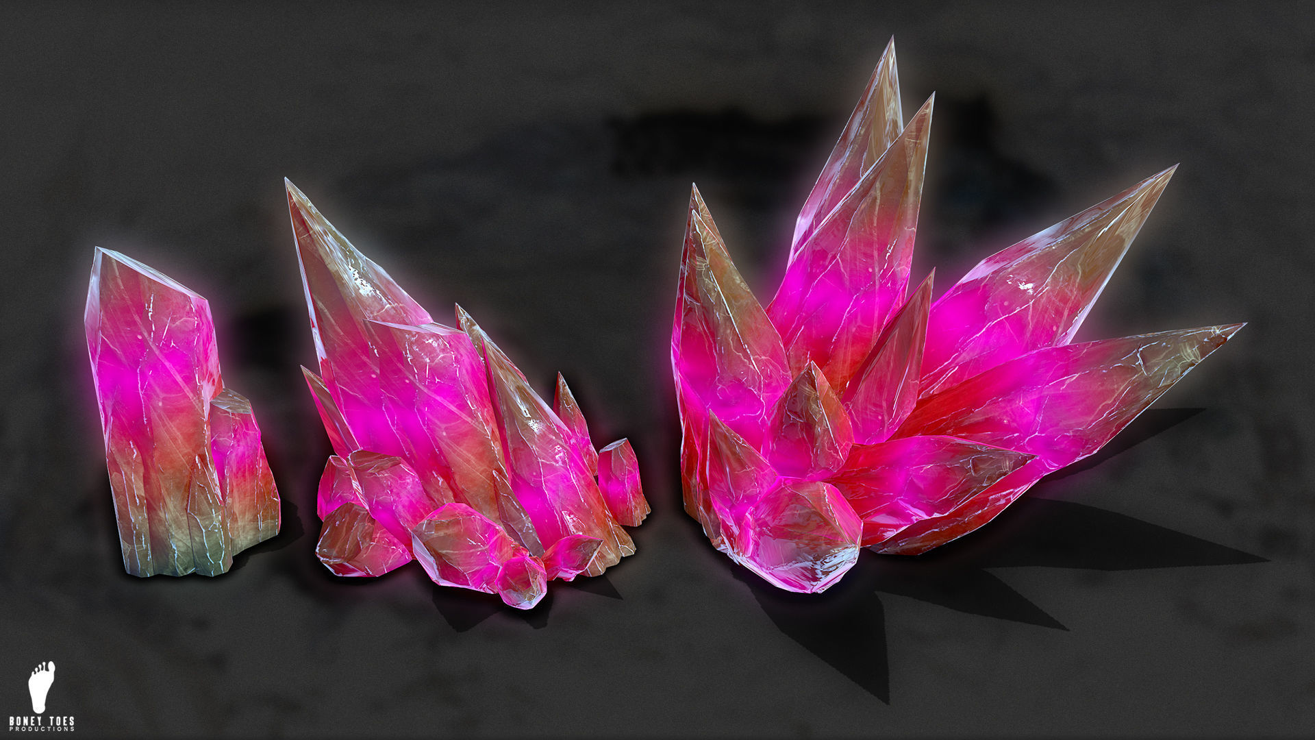 3D GLOWING CRYSTAL STONES Game Ready Low-poly 3D model_6