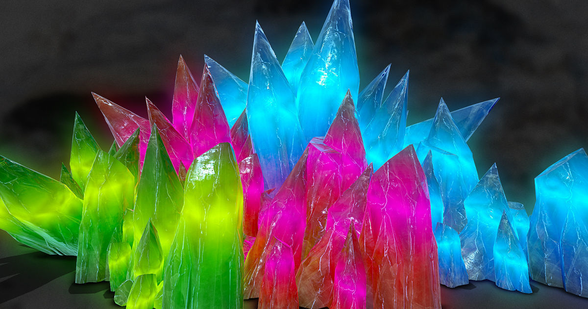 3D GLOWING CRYSTAL STONES Game Ready Low-poly 3D model_2