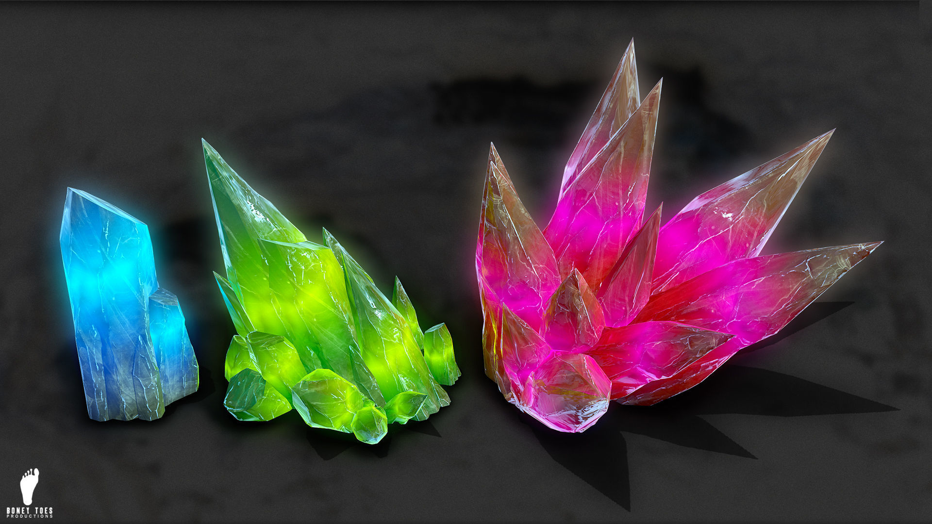3D GLOWING CRYSTAL STONES Game Ready Low-poly 3D model_5