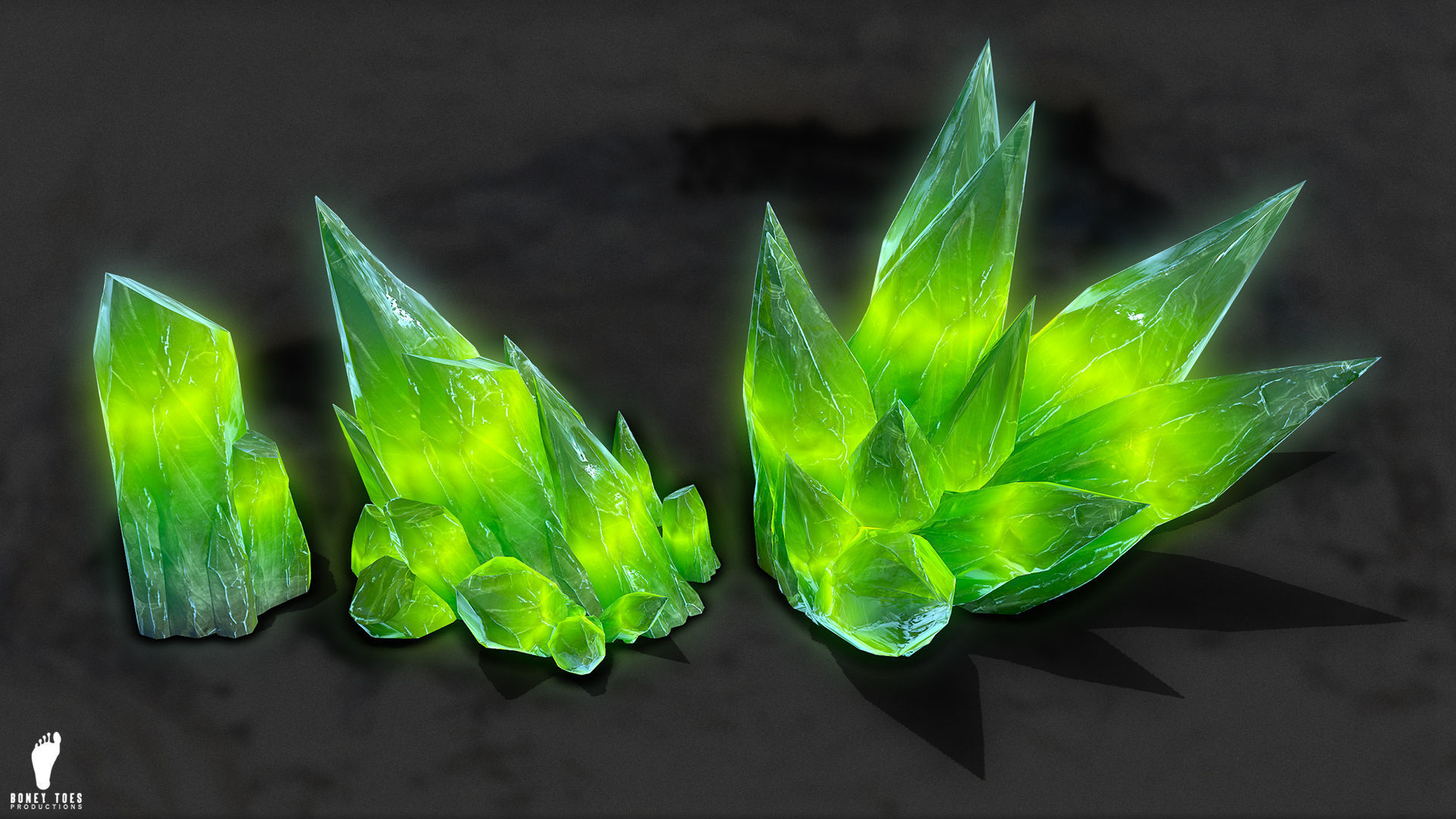 3D GLOWING CRYSTAL STONES Game Ready Low-poly 3D model_3