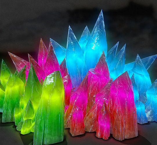 3D GLOWING CRYSTAL STONES Game Ready Low-poly 3D model