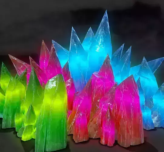 3D GLOWING CRYSTAL STONES Game Ready Low-poly 3D model