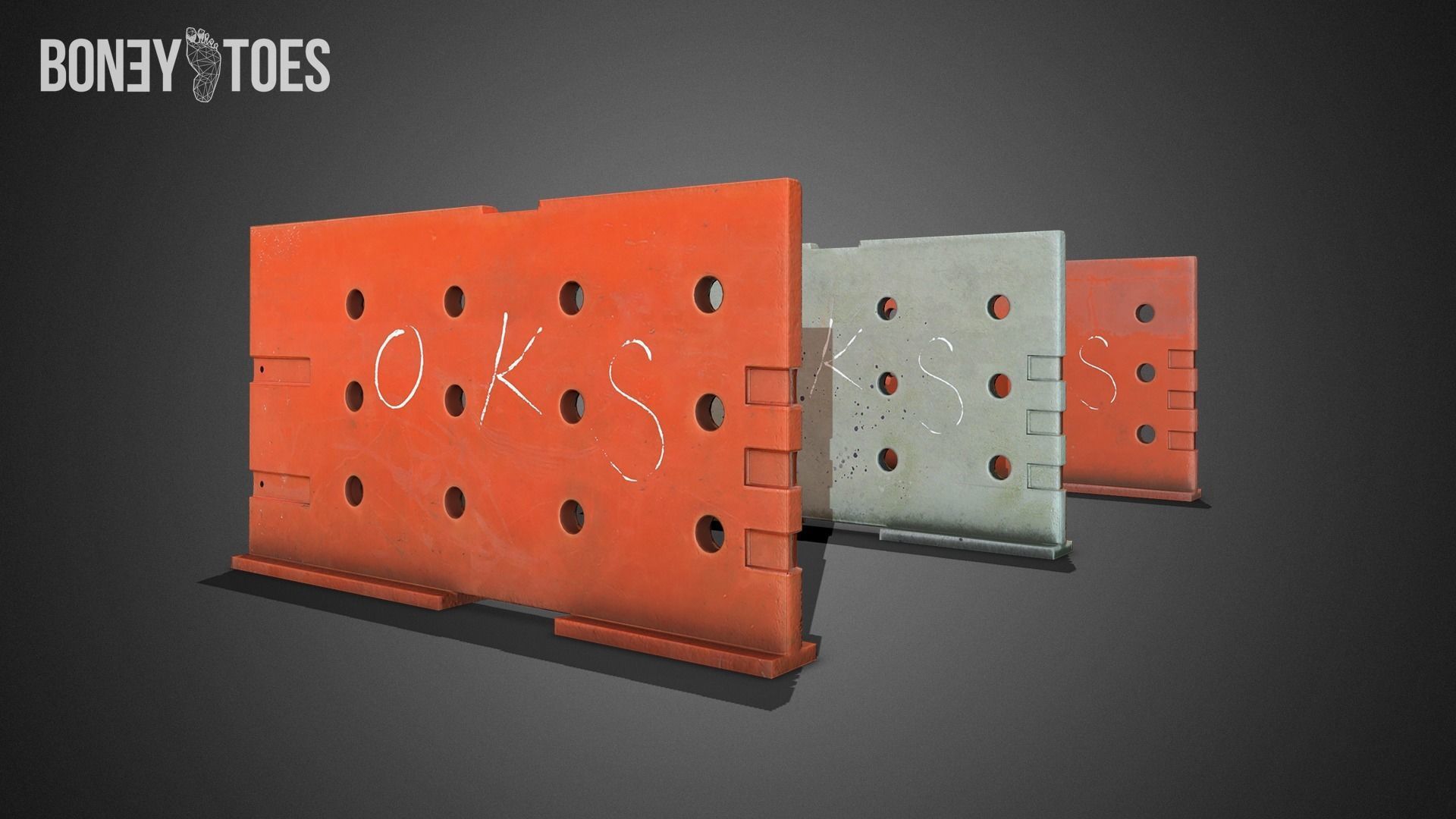 3D Construction Traffic Barricades - Game Ready Low-poly 3D model_9