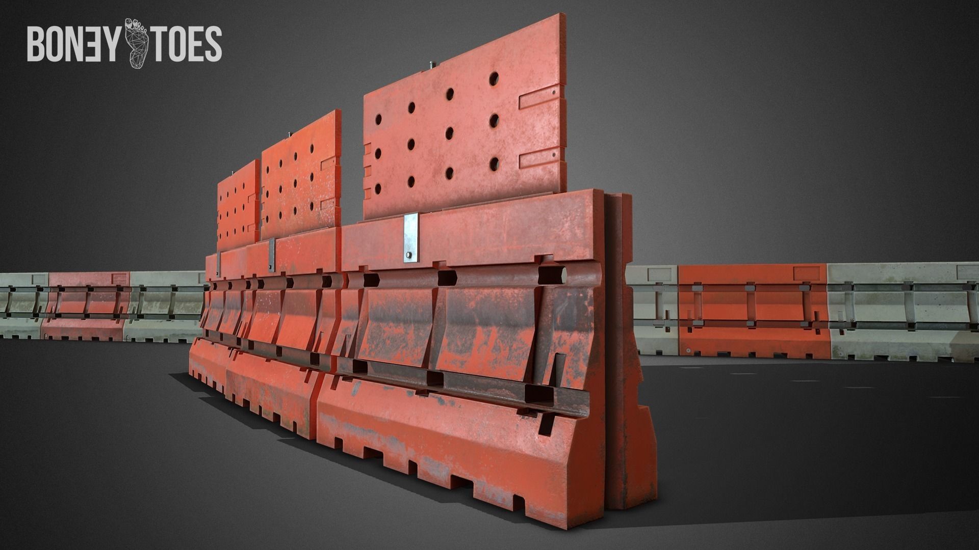 3D Construction Traffic Barricades - Game Ready Low-poly 3D model_13