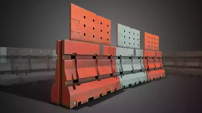 3D Construction Traffic Barricades - Game Ready Low-poly 3D model
