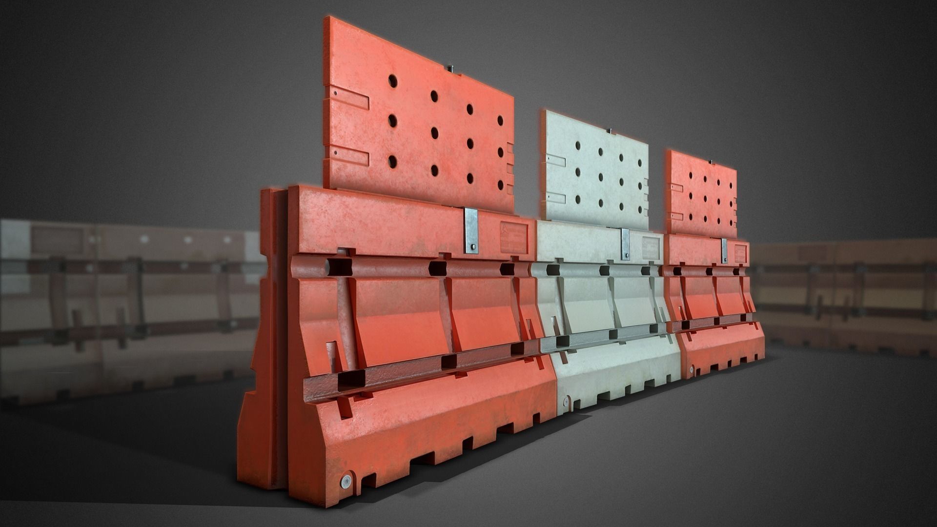 3D Construction Traffic Barricades - Game Ready Low-poly 3D model_1