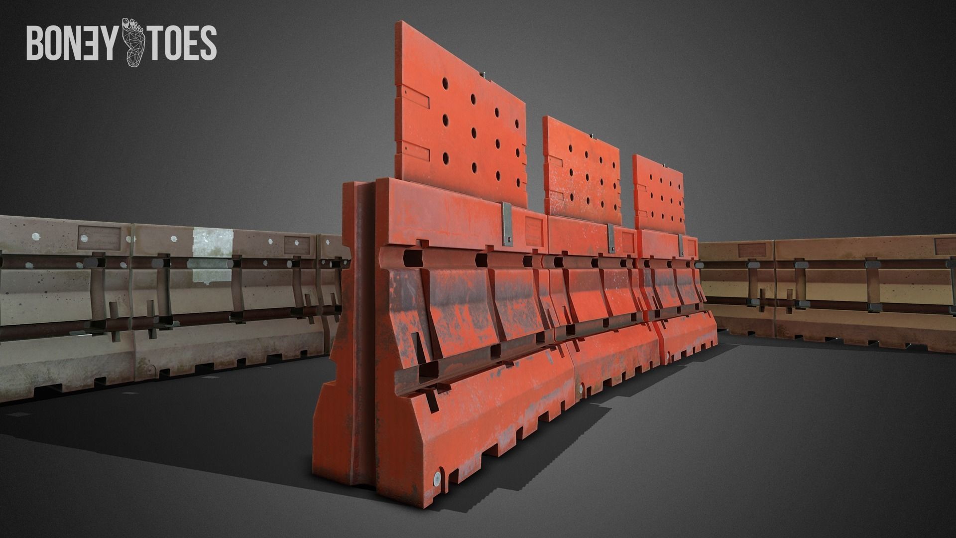3D Construction Traffic Barricades - Game Ready Low-poly 3D model_12