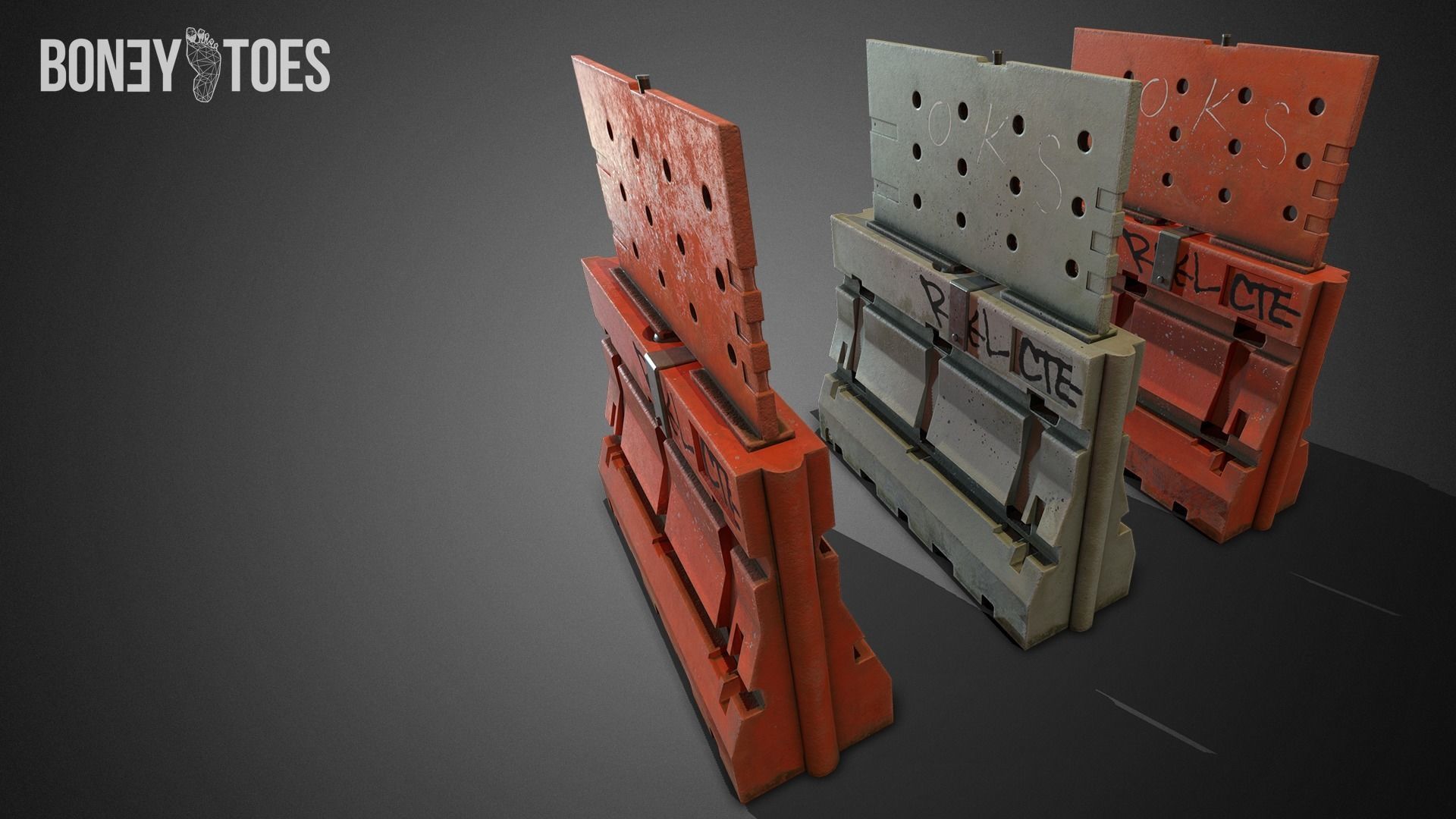 3D Construction Traffic Barricades - Game Ready Low-poly 3D model_11