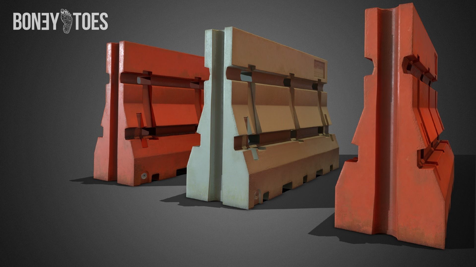 3D Construction Traffic Barricades - Game Ready Low-poly 3D model_3