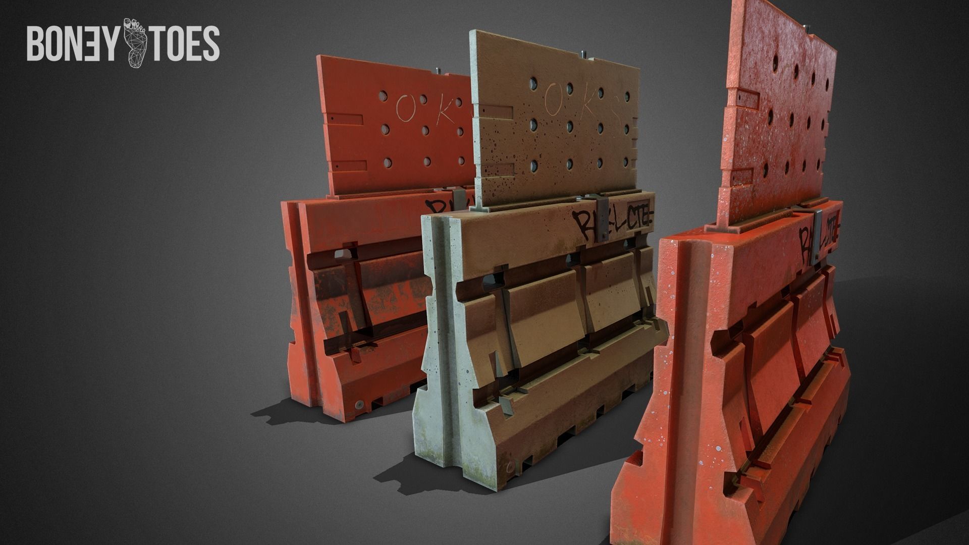 3D Construction Traffic Barricades - Game Ready Low-poly 3D model_10