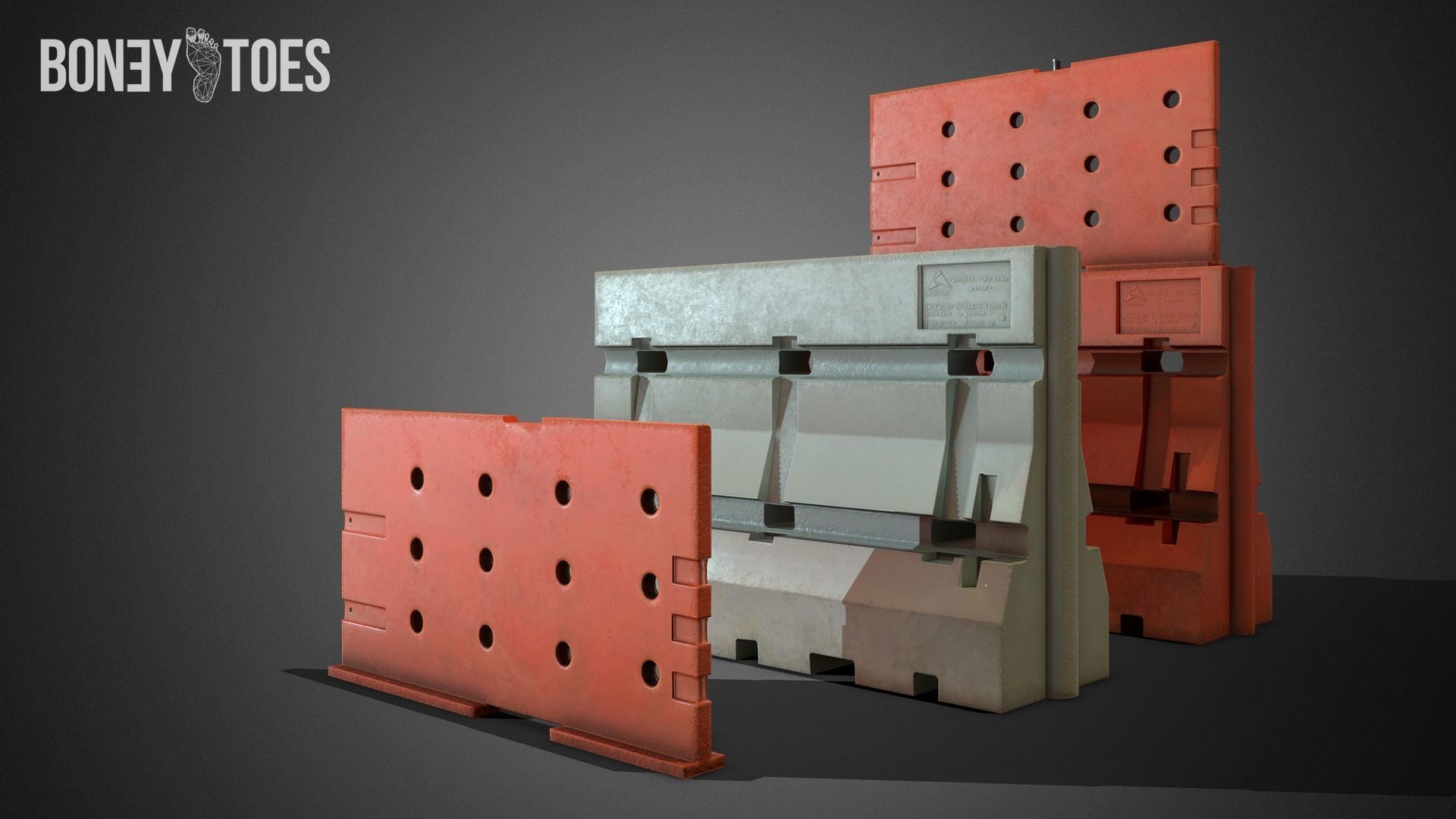 3D Construction Traffic Barricades - Game Ready Low-poly 3D model_2