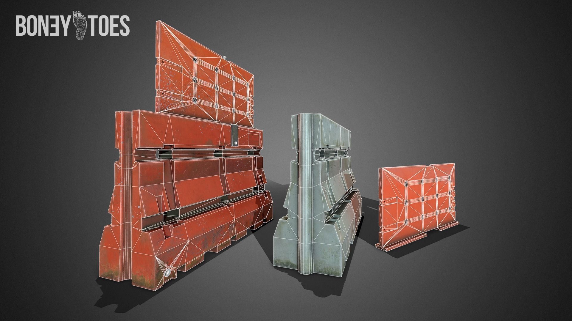 3D Construction Traffic Barricades - Game Ready Low-poly 3D model_14