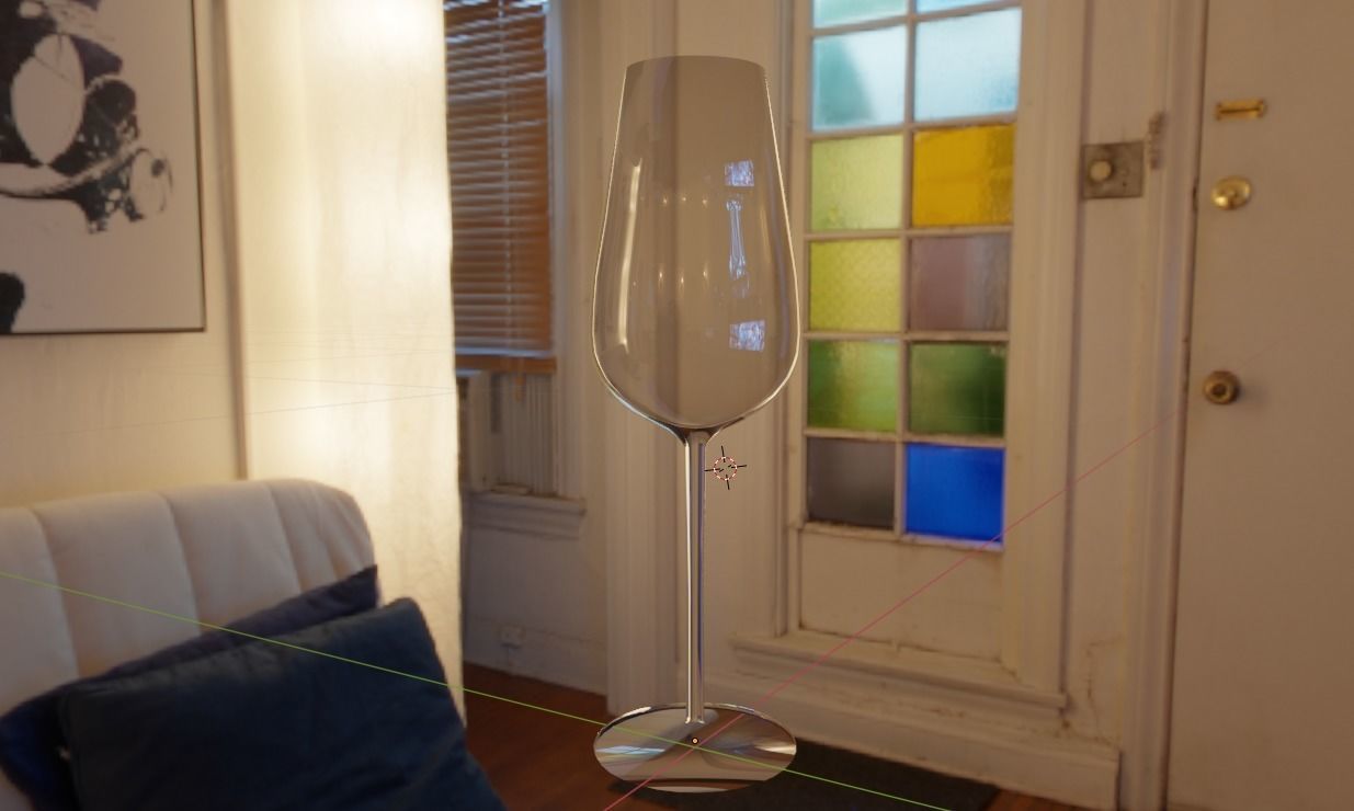 wineglass glass of wine on couch Low-poly 3D model_2