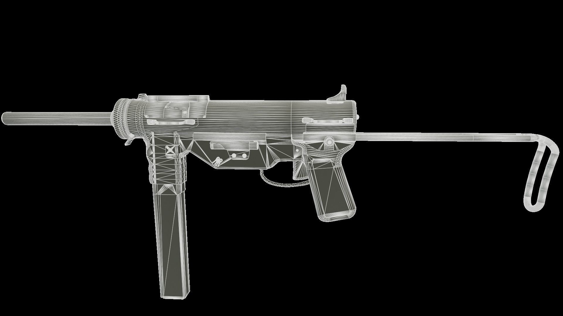 M3 Grease Gun Low-poly 3D model_14