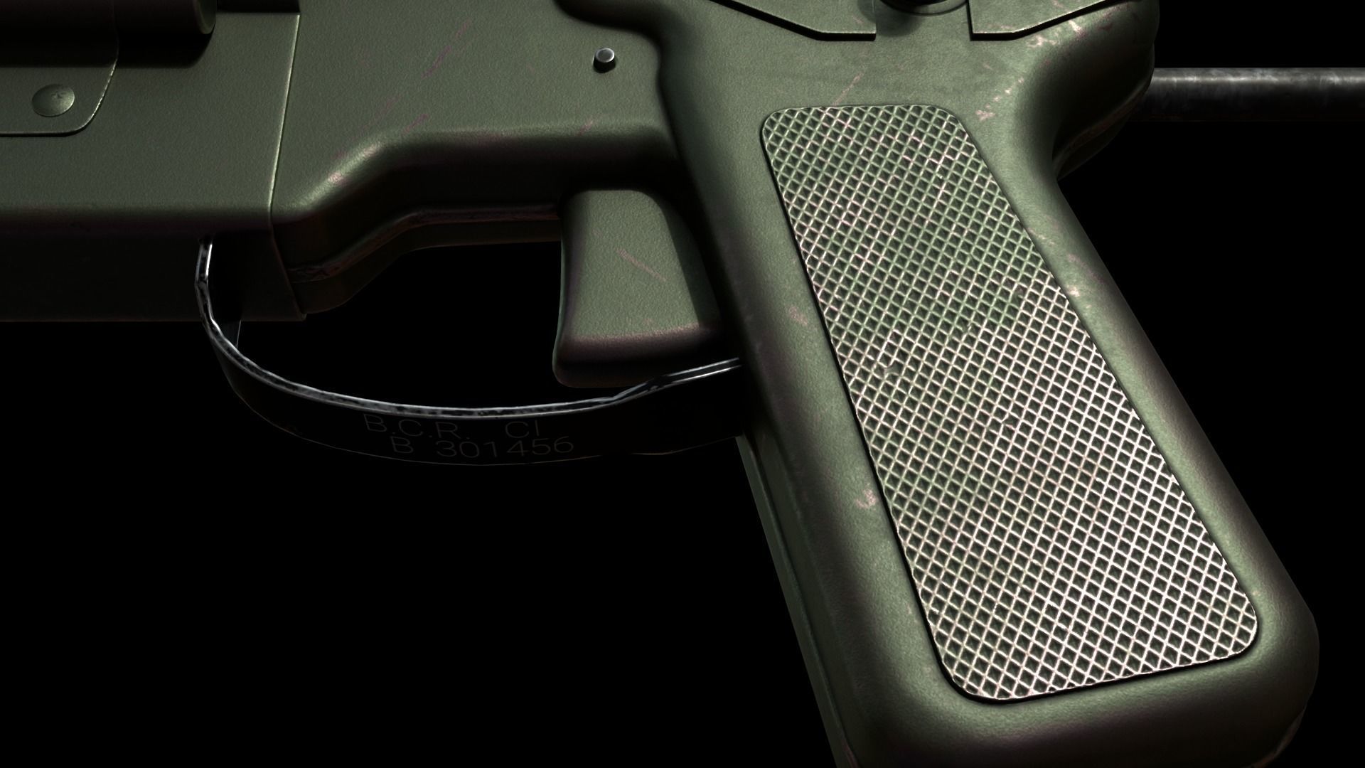 M3 Grease Gun Low-poly 3D model_10