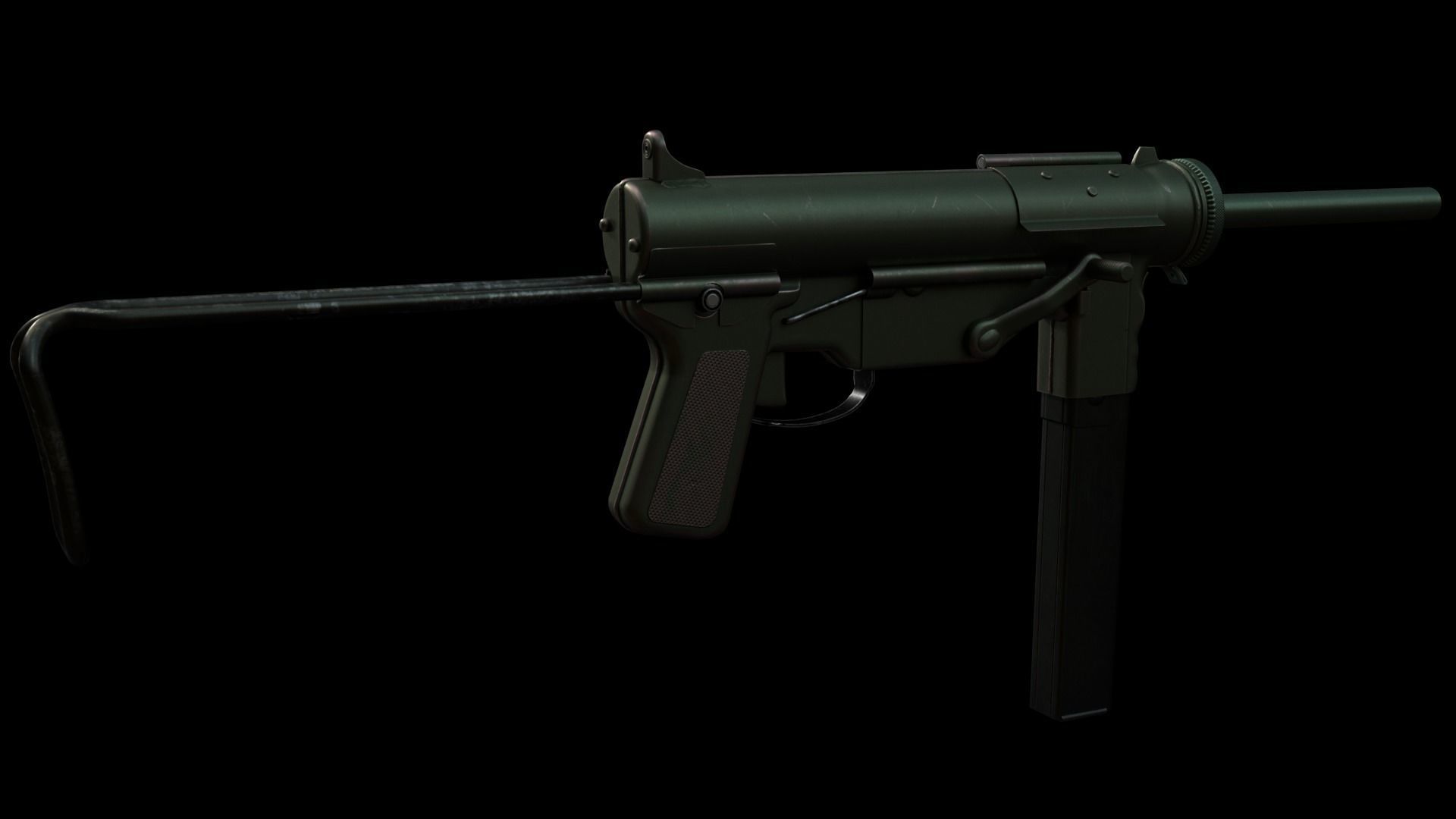 M3 Grease Gun Low-poly 3D model_2