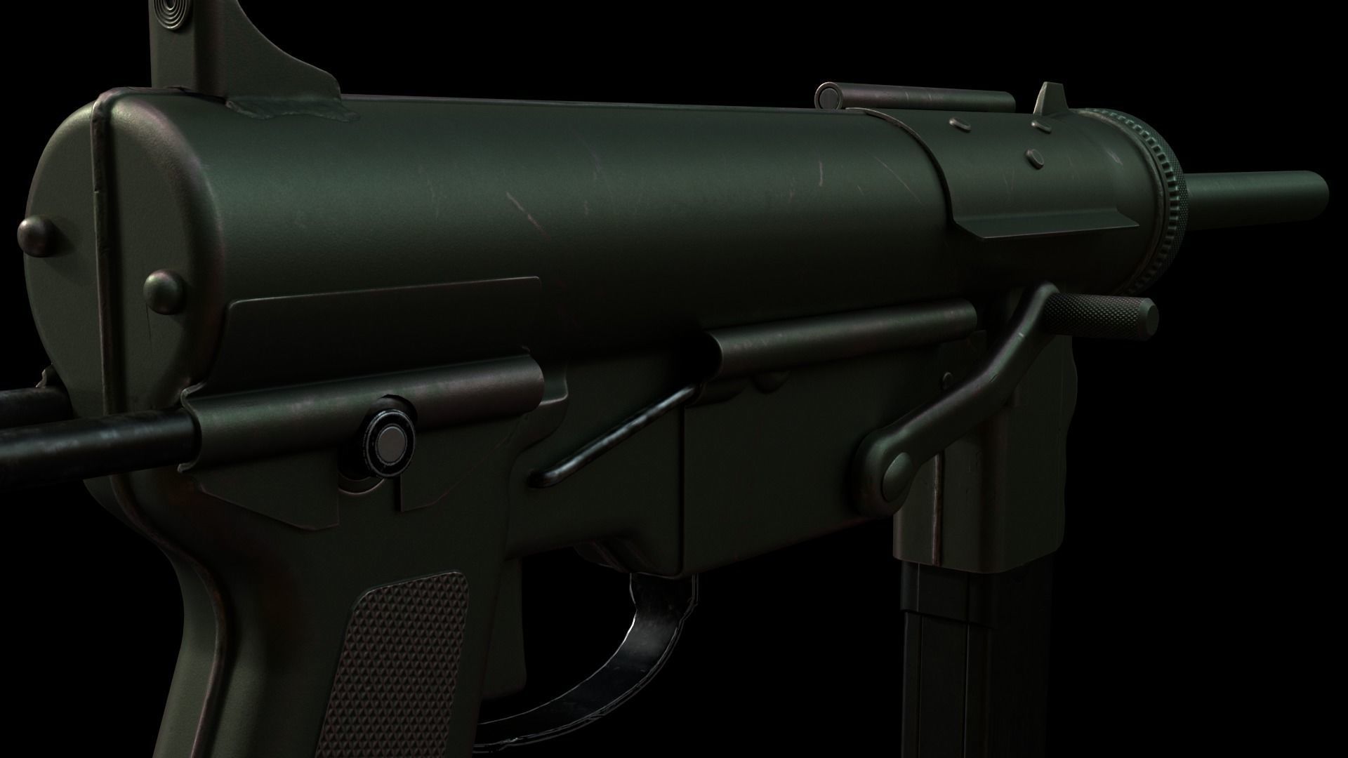 M3 Grease Gun Low-poly 3D model_11