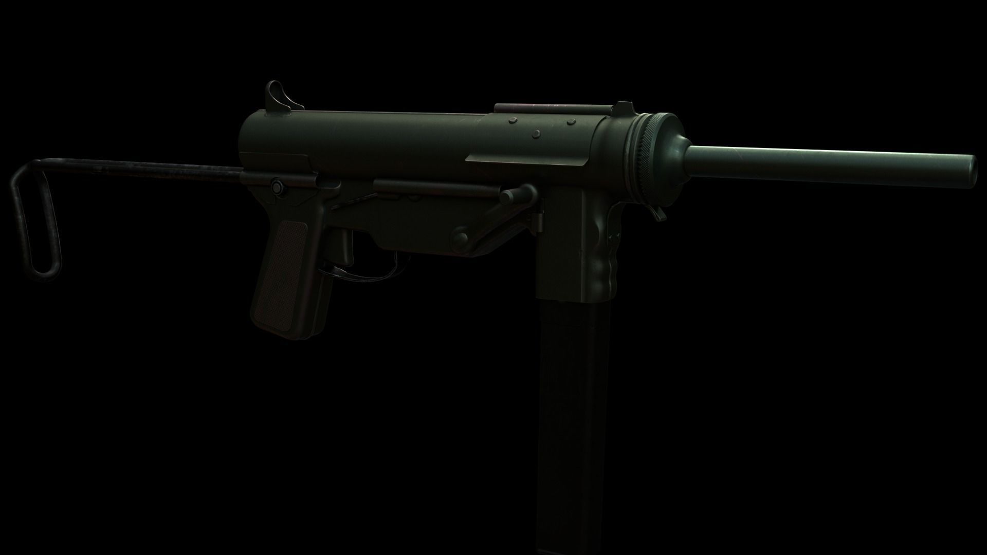 M3 Grease Gun Low-poly 3D model_3