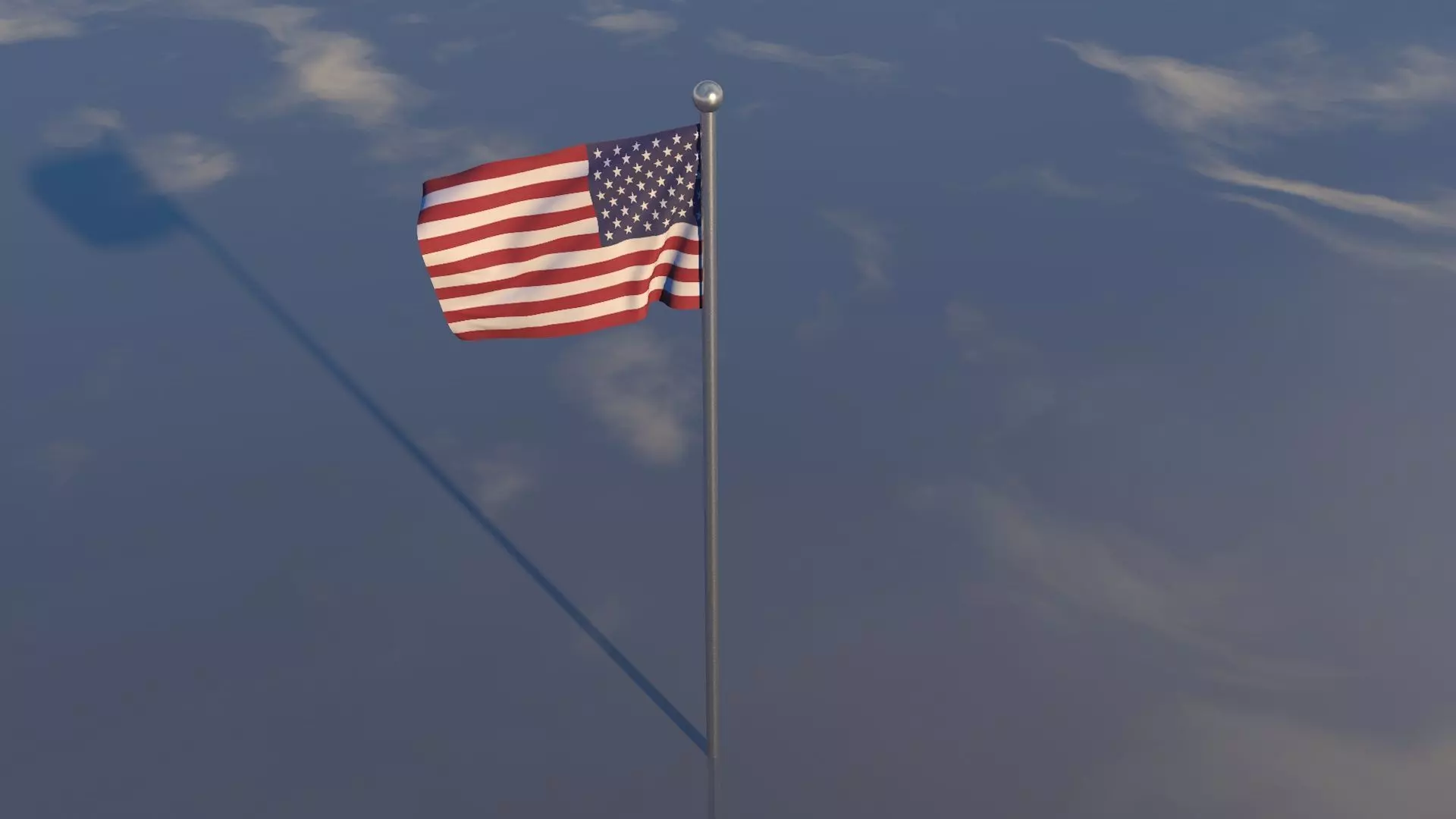 Animated Waving Flag Ripple Cloth Simulation with Flagpole Low-poly 3D model